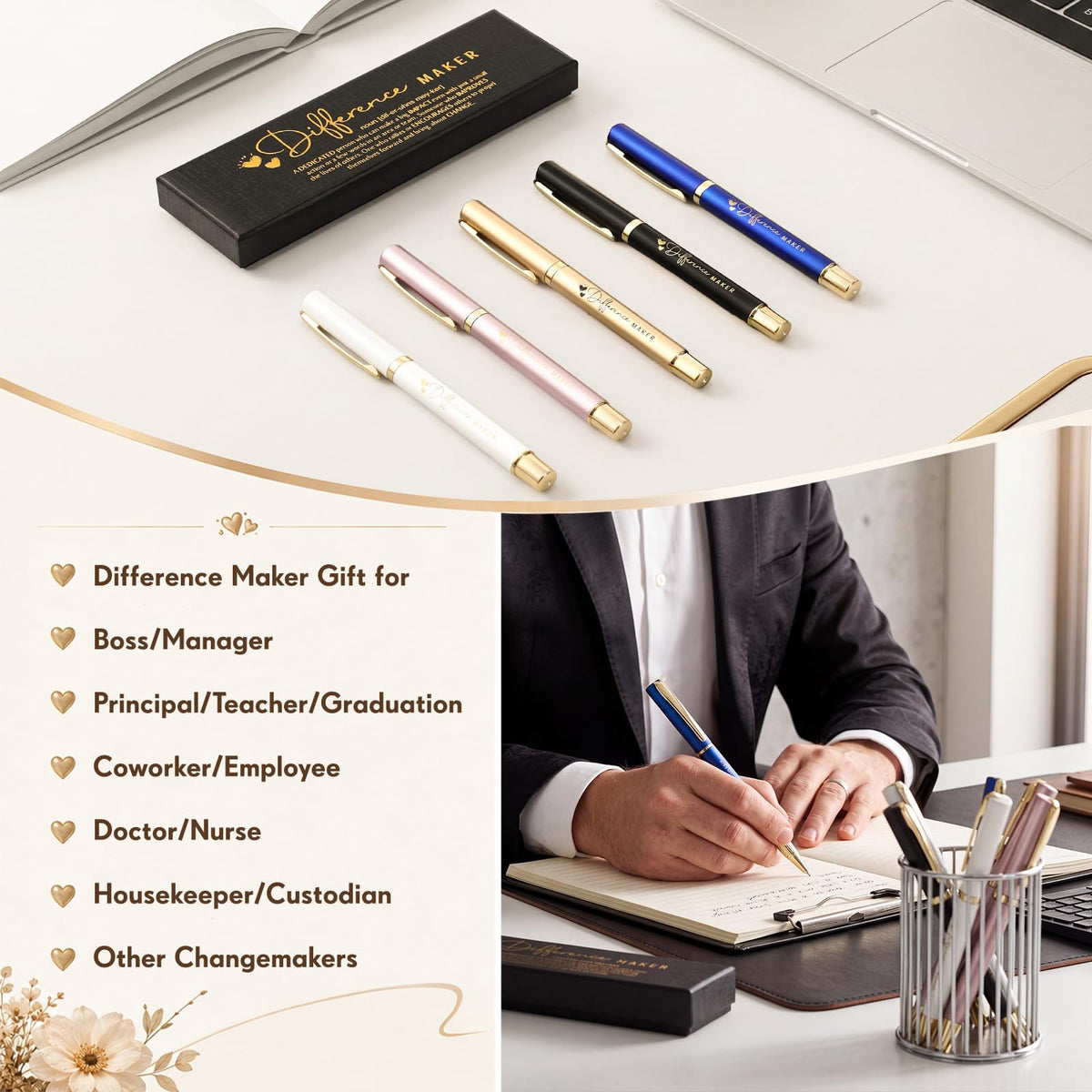 PerKoop 20 Sets Difference Maker Appreciation Gifts Pens with Box