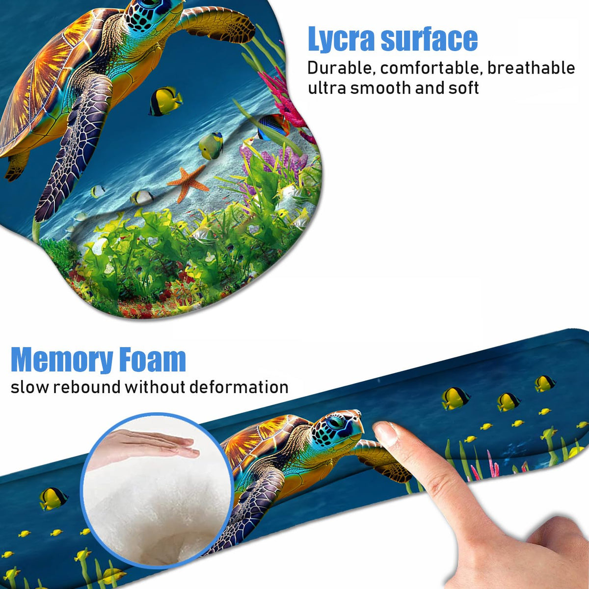 Keyboard Wrist Rest + Mouse Pad Wrist Support Set with Coasters, Non-Slip PU Base Ergonomic