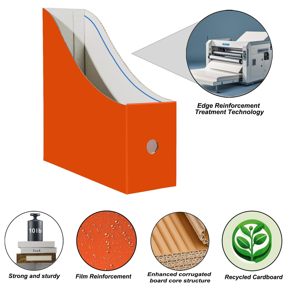 Limitliho 24 Pack Orange-Red Cardboard Magazine Holder for Desk or Shelves