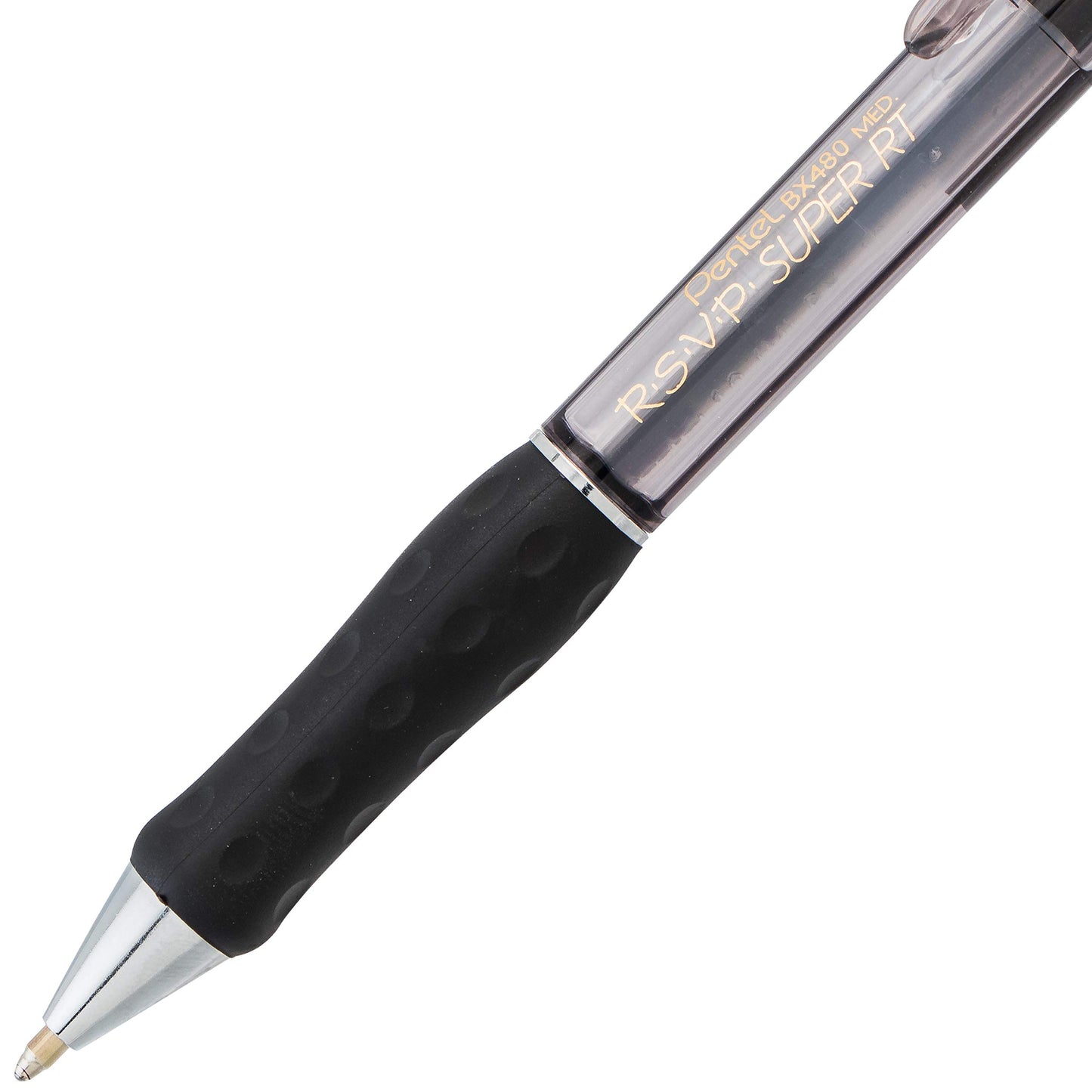 Pentel RSVP Super RT Ballpoint Pen, (1.0mm) Medium Line, Black Ink, Box of 12 (BX480-A)