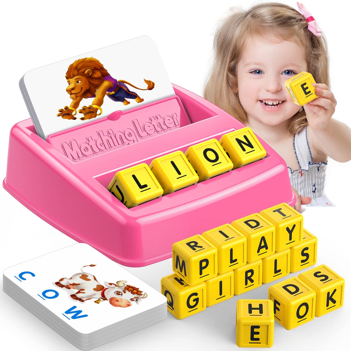 LIWIN LET'S GO! Toys for 3-8 Year Olds Girls, Matching Letter Spelling Games for Kids Ages 3-8