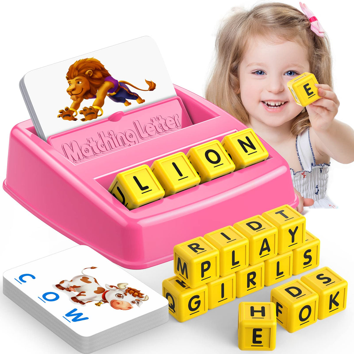 LIWIN LET'S GO! Toys for 3-8 Year Olds Girls, Matching Letter Spelling Games for Kids Ages 3-8