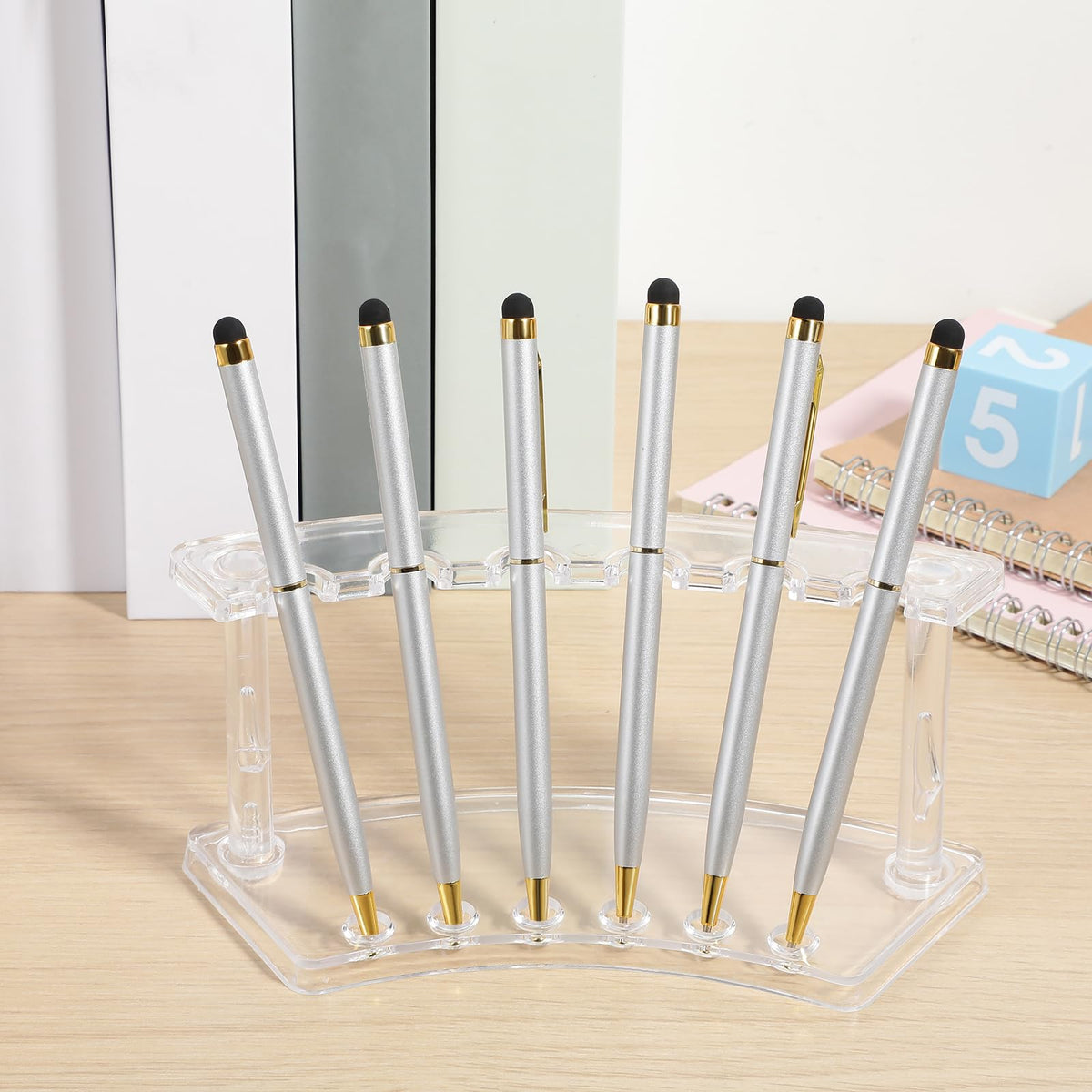 Chinco 10 Pieces Plastic Pen Holder Clear Display Stand 6-slots Display Stand Eyebrow Pen Makeup