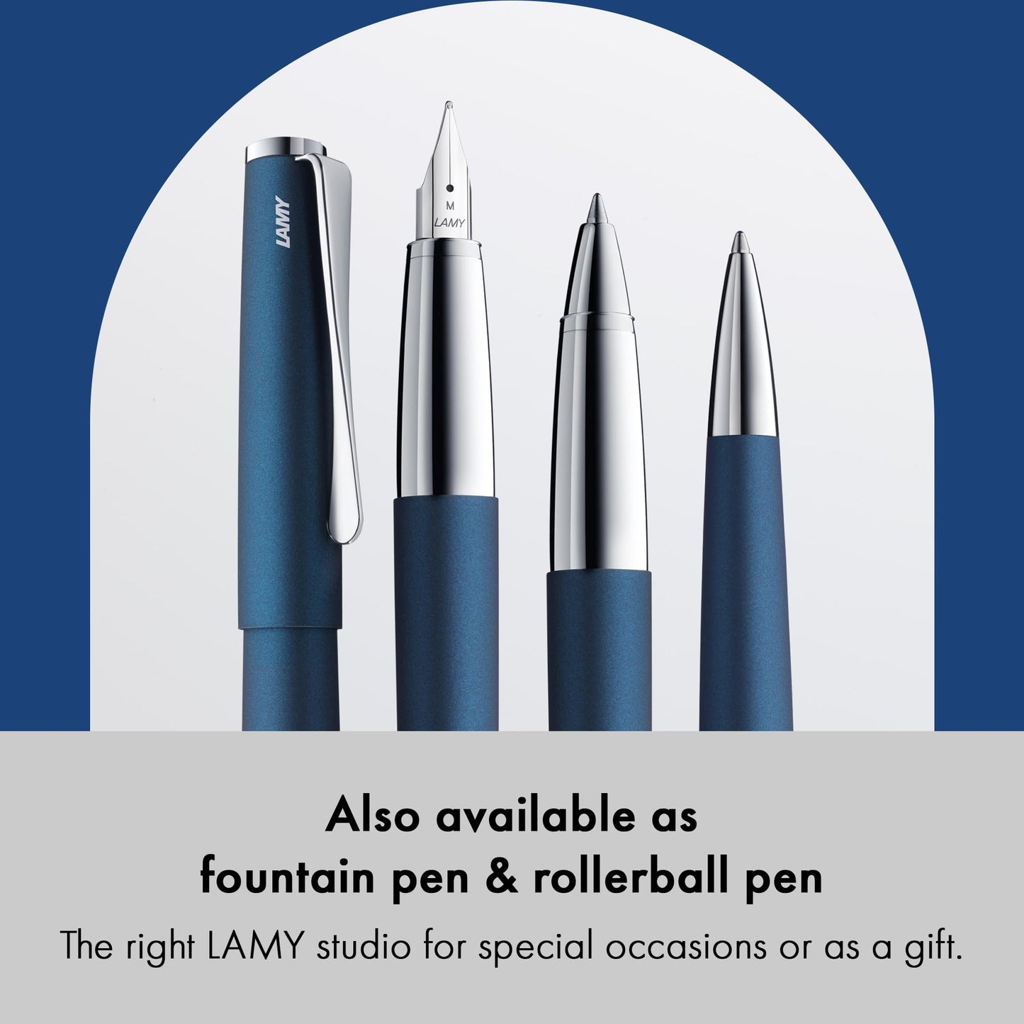 Lamy studio imperialblue - ballpoint pen in elegant stainless steel casing - with propeller-shaped