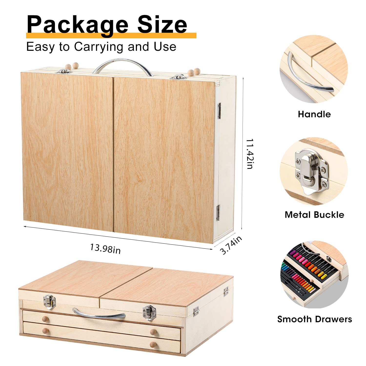 VigorFun Art Supplies, Wooden Art Set Crafts Drawing Kit with Drawing Easel