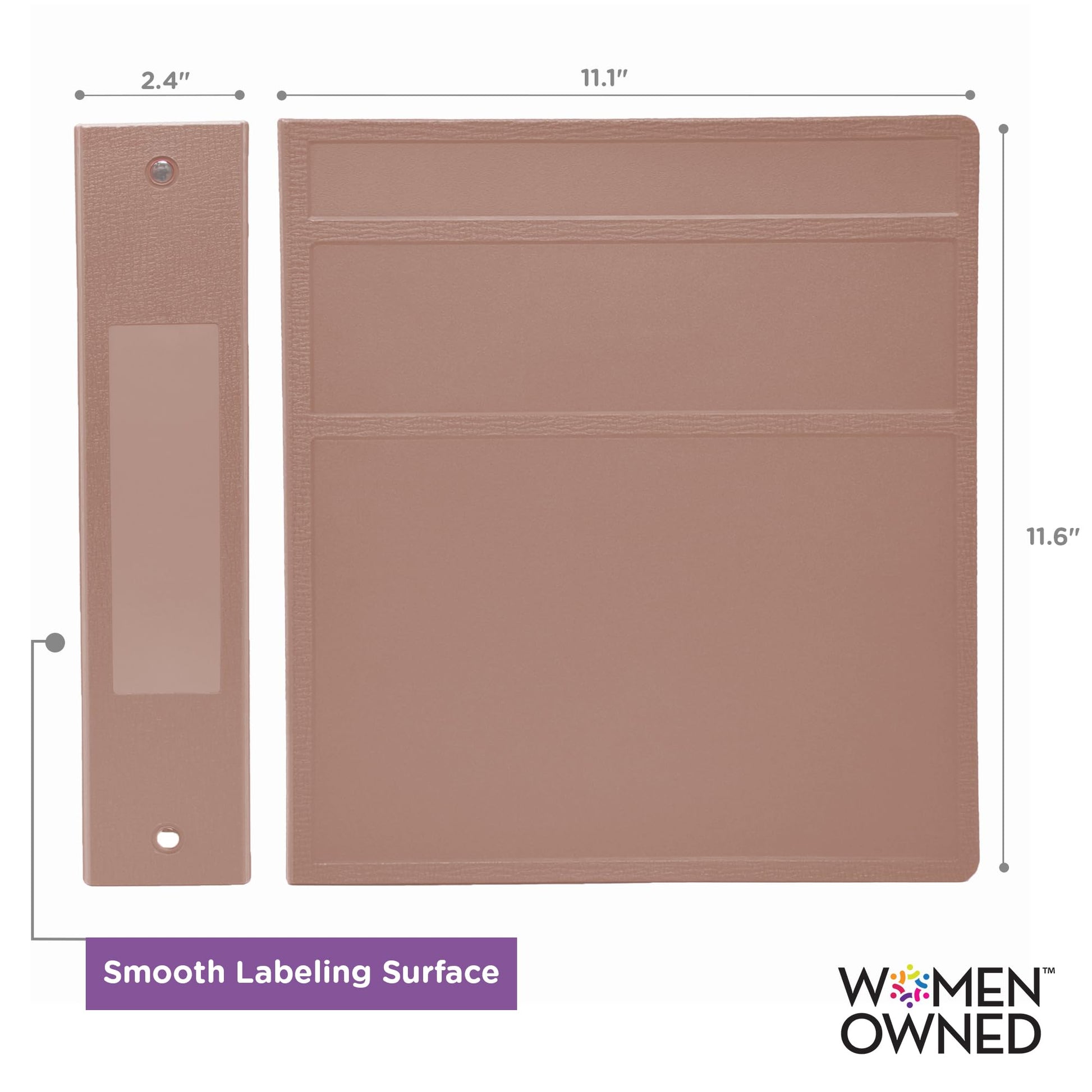 Carstens 2-Inch Heavy Duty 3-Ring Binder - Side Opening, Dusty Rose, Durable Plastic, Precision