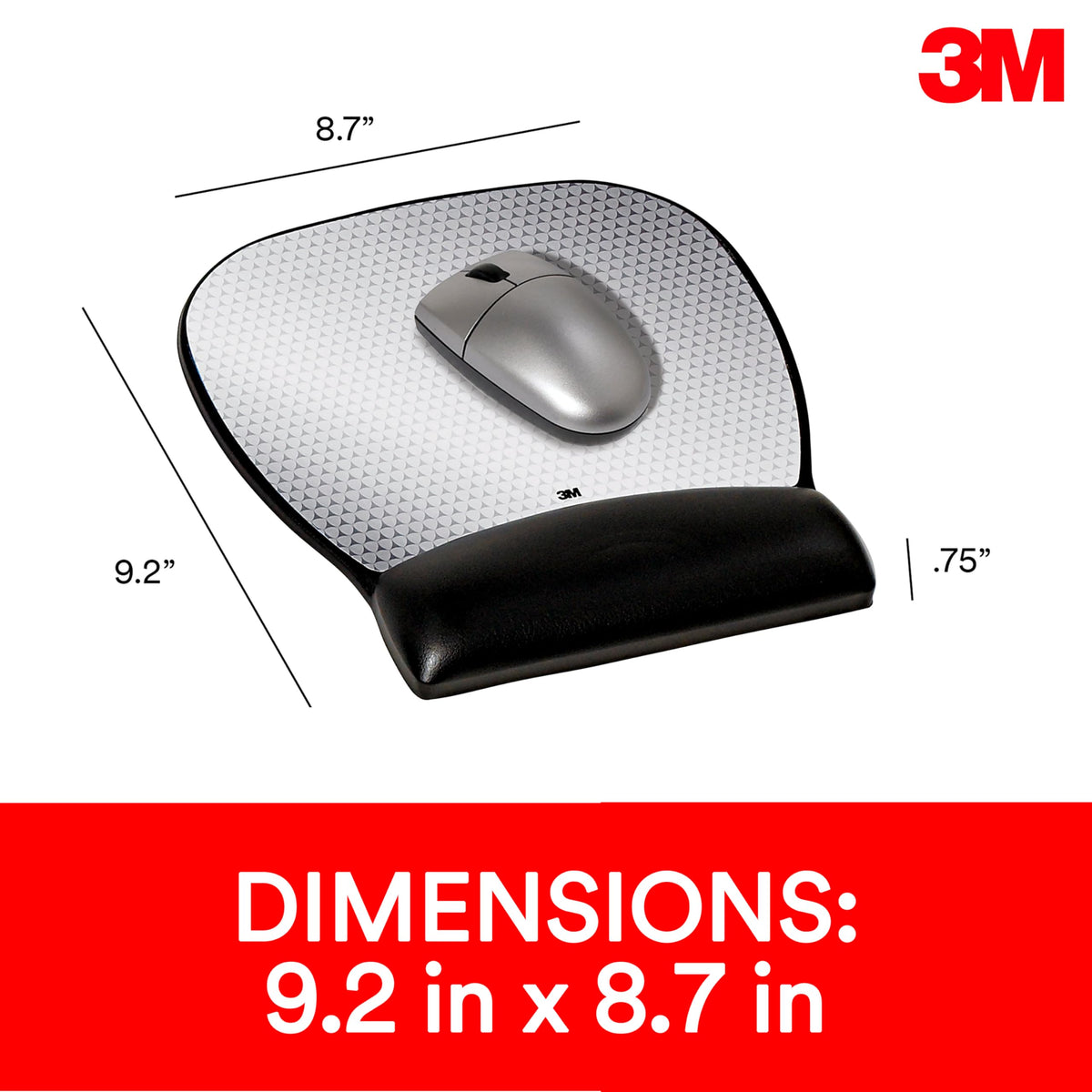 3M Precise Mouse Pad with Gel Wrist Rest, Vertex, 9.2 in x 8.7 in