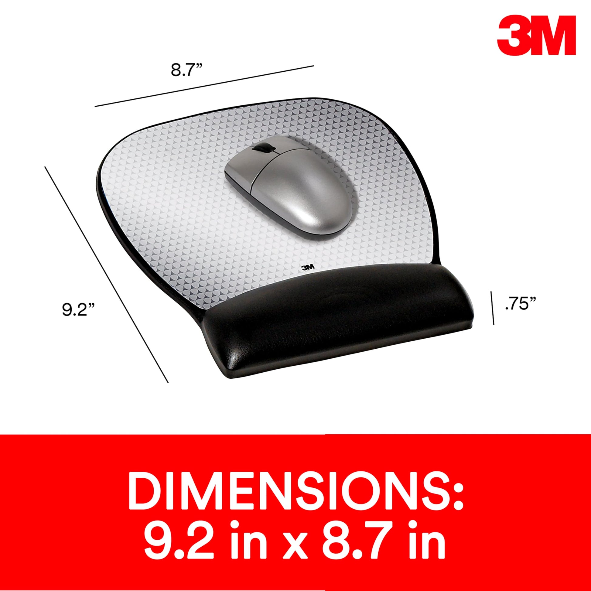 3M Precise Mouse Pad with Gel Wrist Rest, Vertex, 9.2 in x 8.7 in