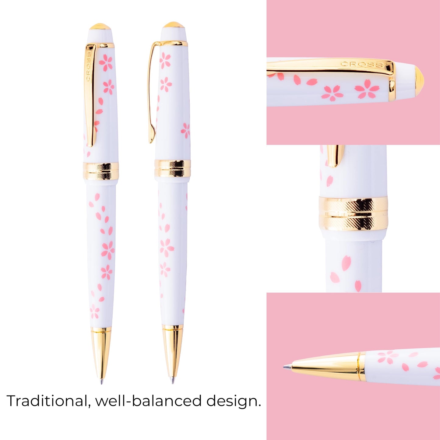 Cross Bailey Light Cherry Blossom White Ballpoint Pen, Black Ink