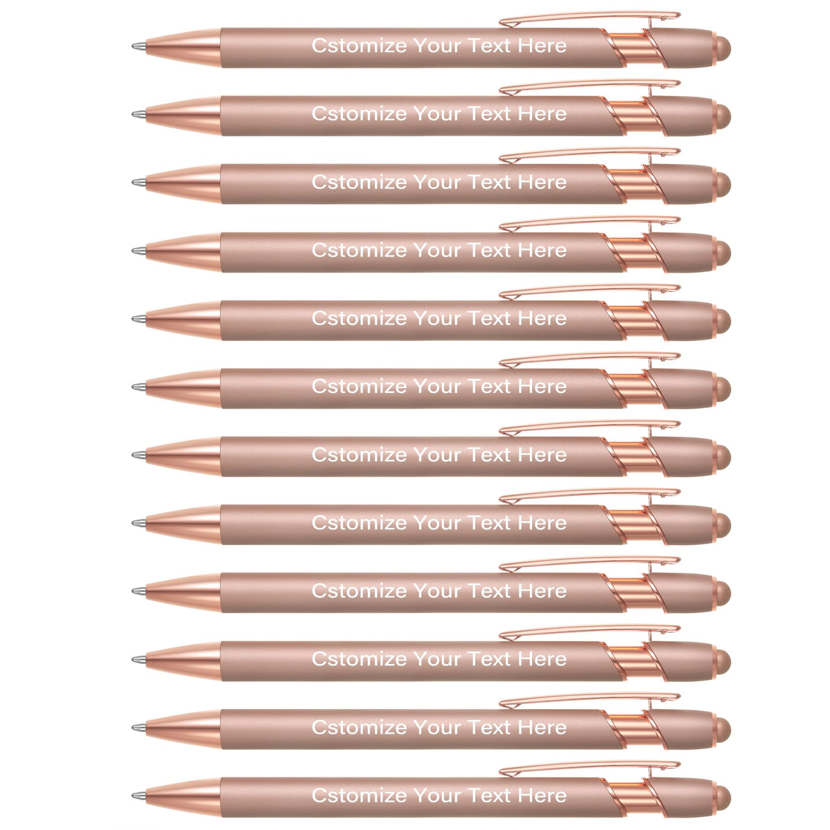 Kingluu 12 Pcs Personalized Ballpoint Pens with Stylus Tip,Free Engraving Black Ink Customized Pen