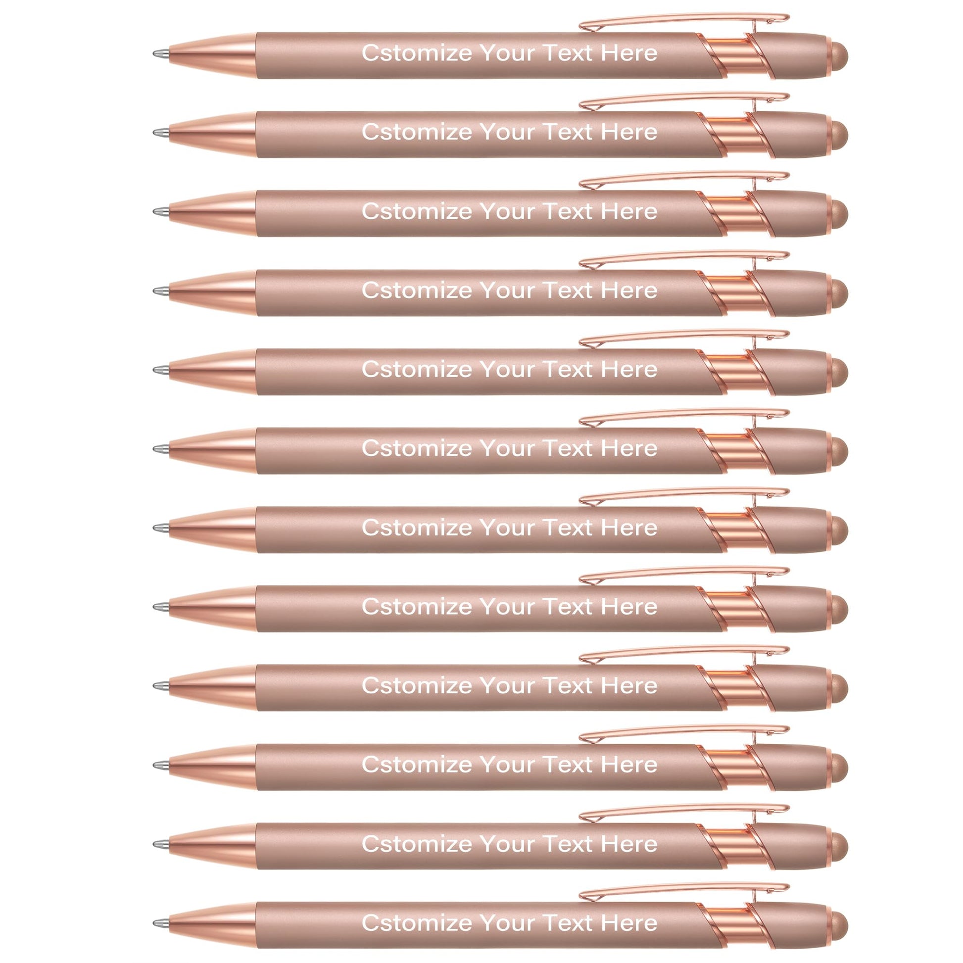 Kingluu 12 Pcs Personalized Ballpoint Pens with Stylus Tip,Free Engraving Black Ink Customized Pen