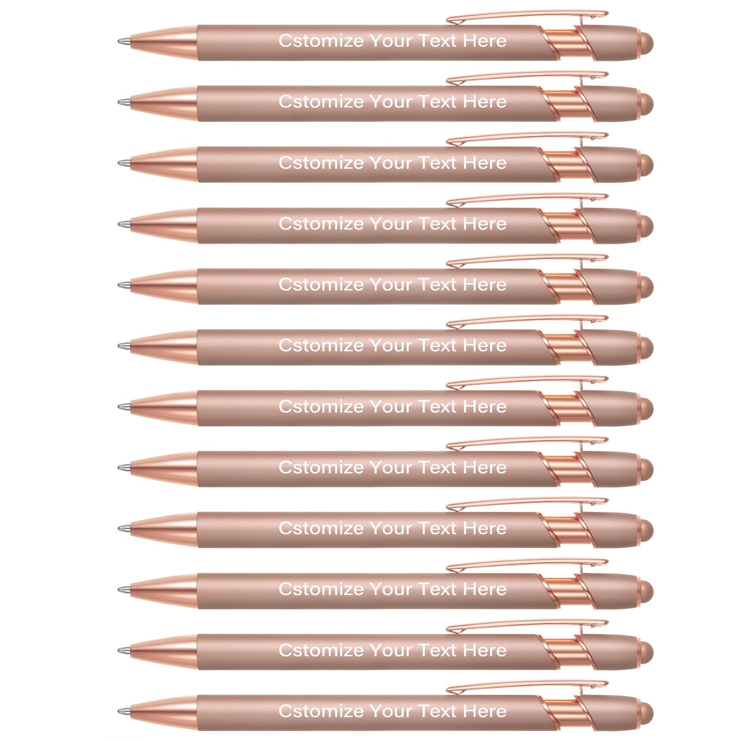 Kingluu 24 Pcs Personalized Ballpoint Pens with Stylus Tip,Free Engraving Black Ink Customized Pen
