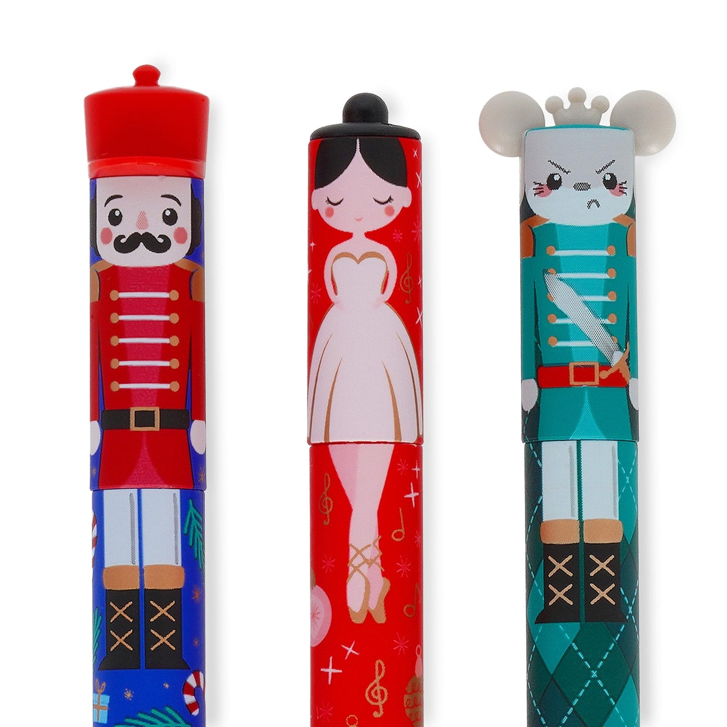 LEGAMI - Set of 3 erasable gel pens, Christmas edition, thermosensitive erasable ink pens, red