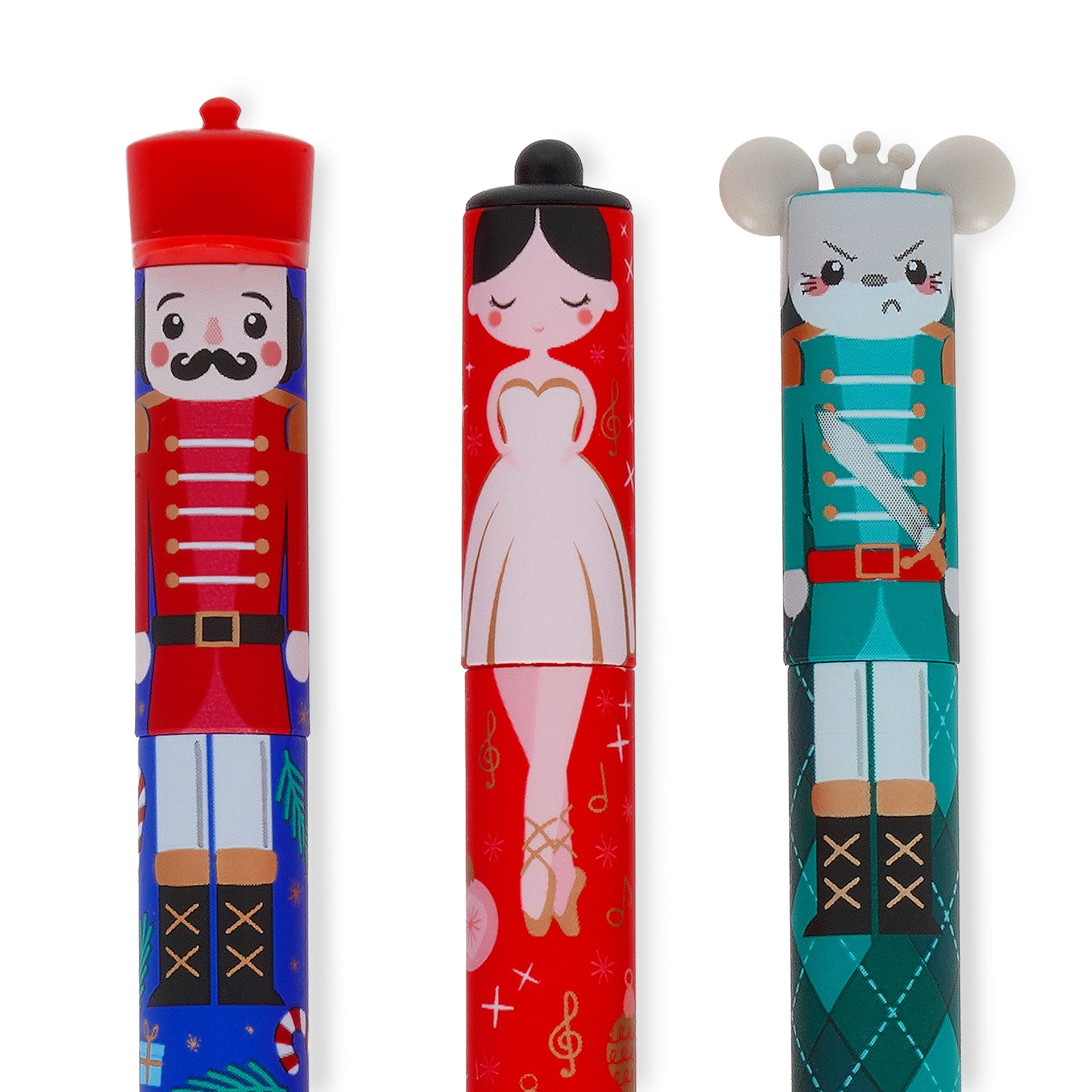 LEGAMI - Set of 3 erasable gel pens, Christmas edition, thermosensitive erasable ink pens, red