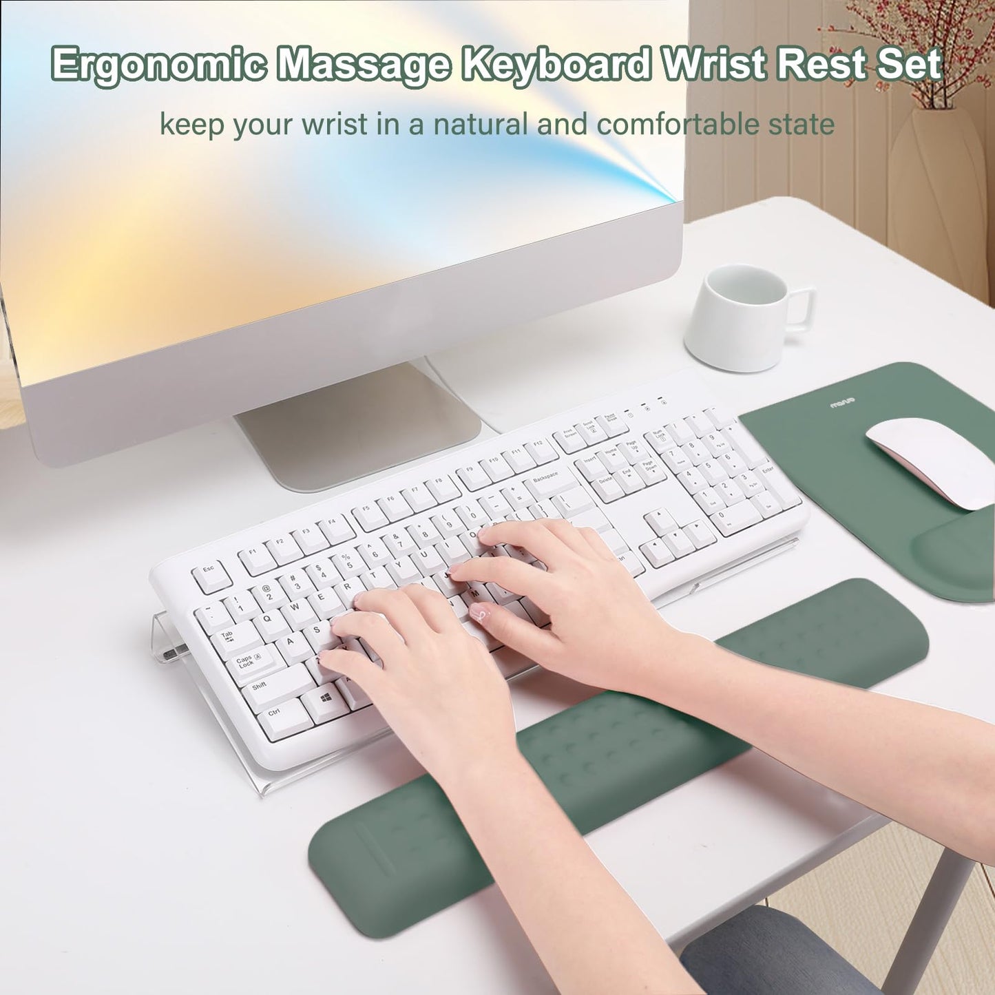 MOSISO Keyboard Stand&Wrist Rest Support for Keyboard &Mouse Pad Set