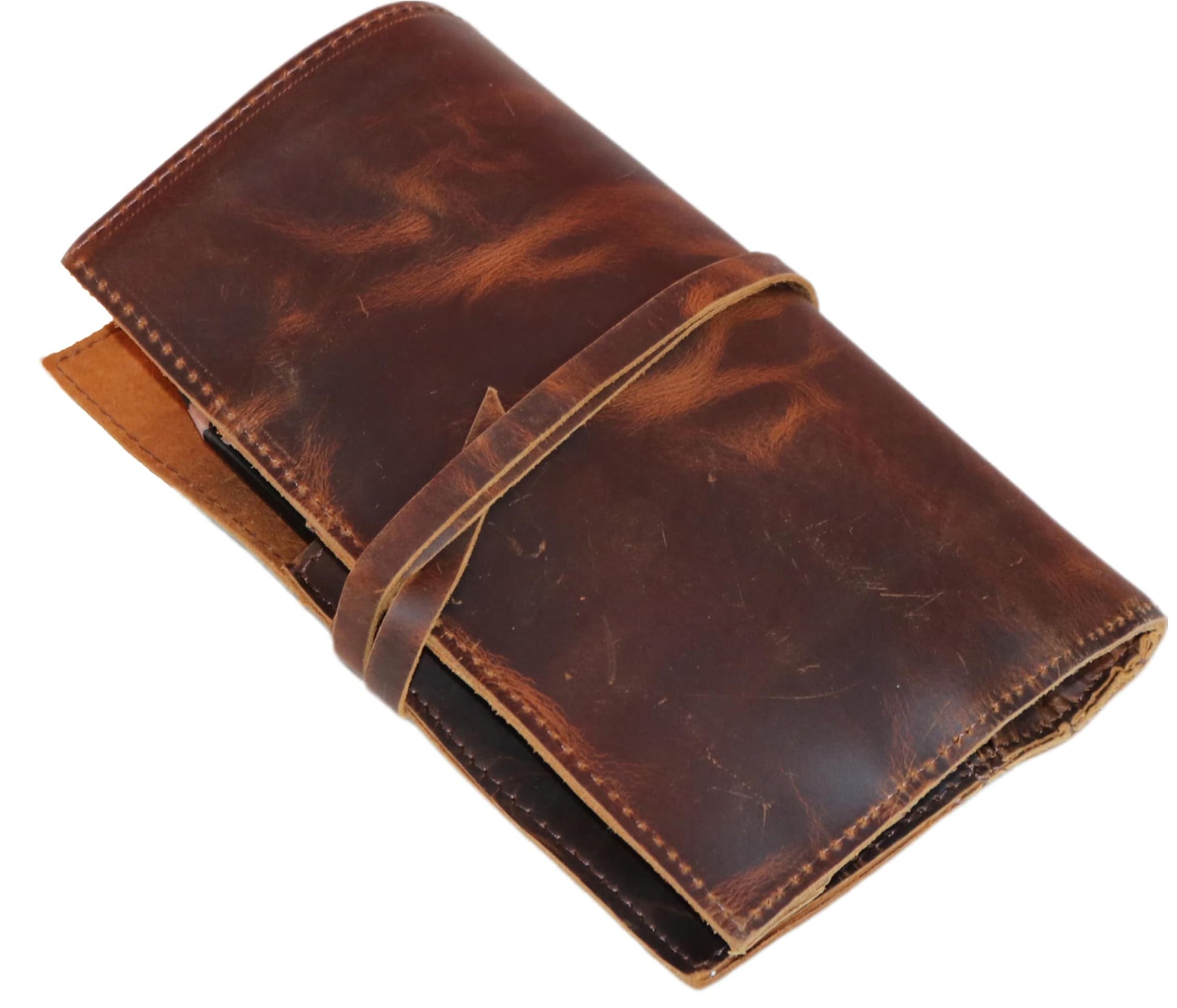 Jaald Genuine Leather Pencil Roll Brush Case Pen Holder Organizer Brushes Ruler Stationary Pouch