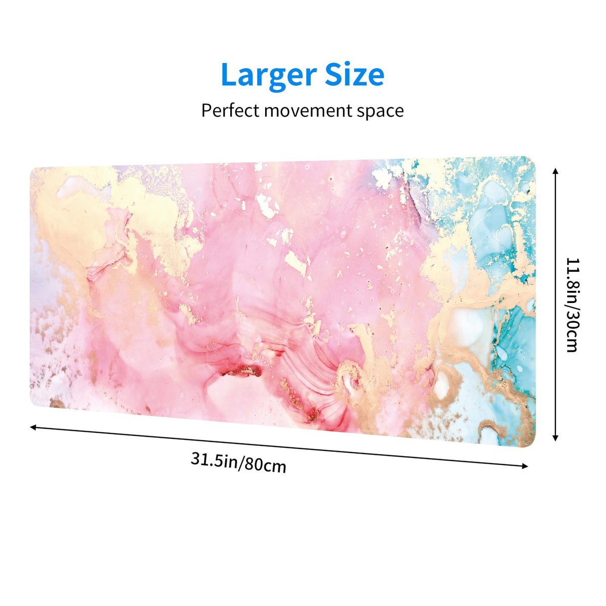 Cute Pink Marble Large Mouse Pad,Gaming Keyboard Desk Pad,Extended Mouse Mat Non-Slip Rubber Base