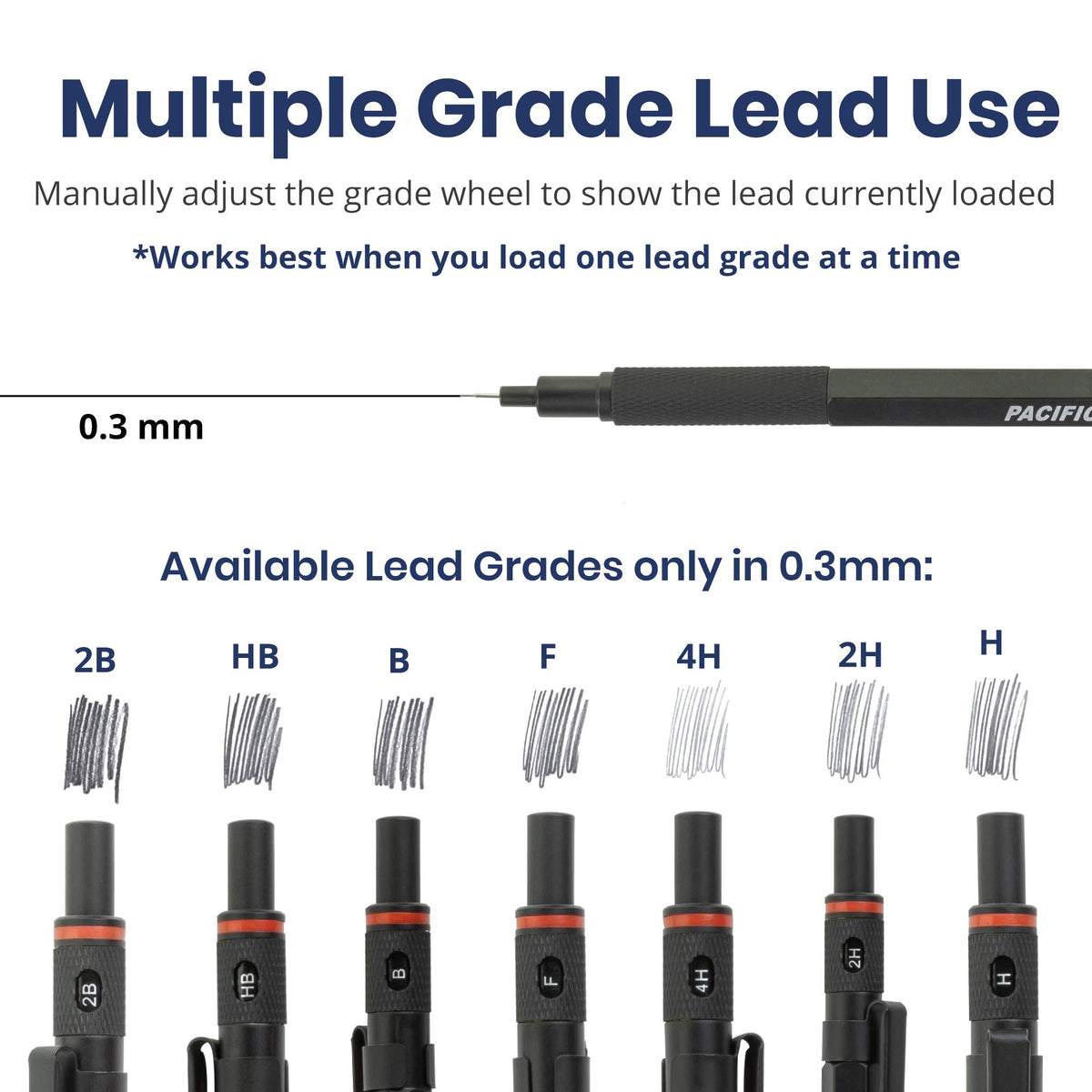 Pacific Arc Chromagraph Metal Mechanical Pencil .3 mm Black Barrel Mechanical Pencil with Built In