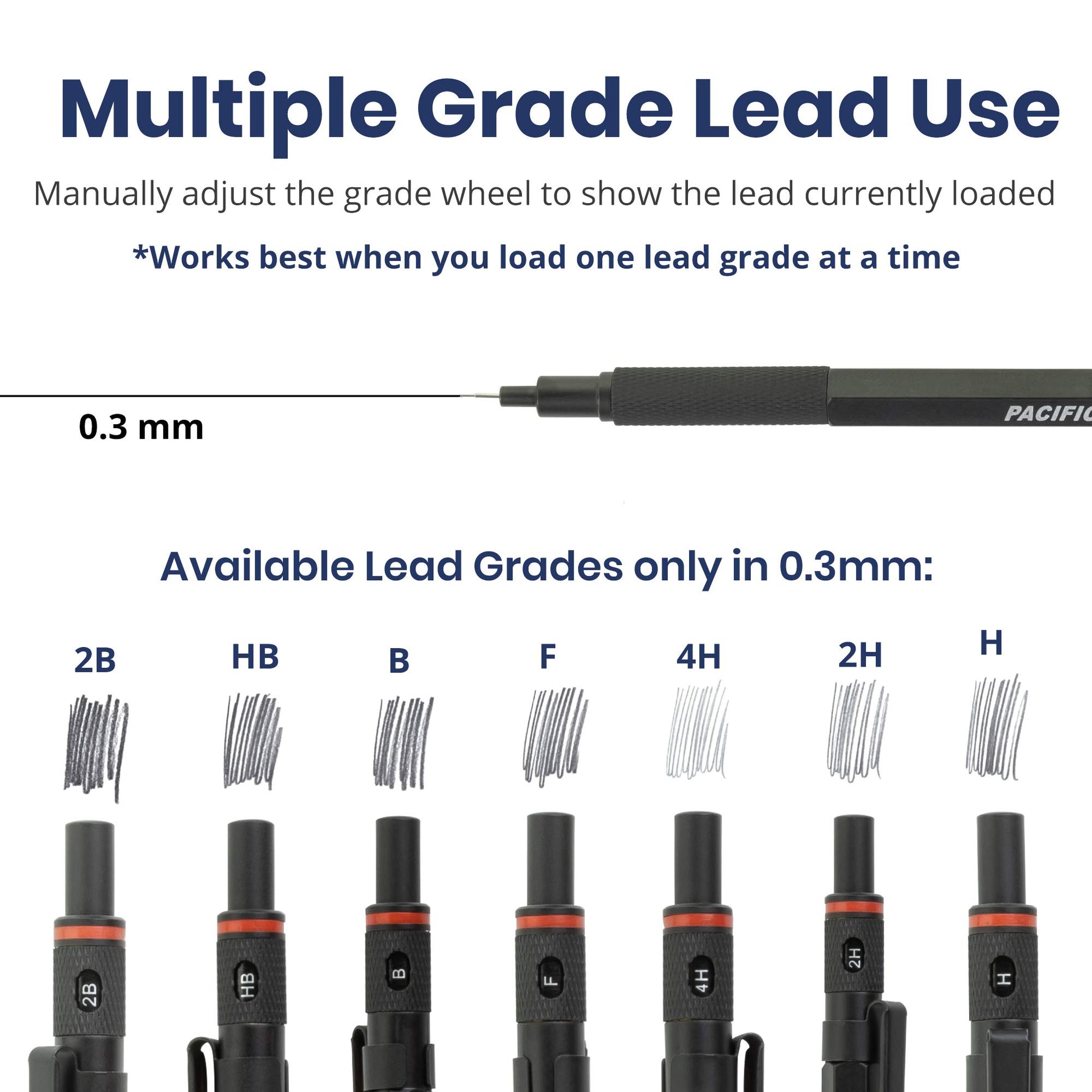 Pacific Arc Chromagraph Metal Mechanical Pencil .3 mm Black Barrel Mechanical Pencil with Built In