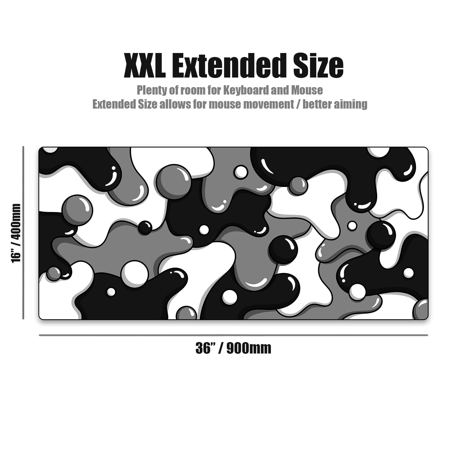 Kraken Keyboards DRIP Edition XXL Black & White Gaming Mouse Pad - Professional Artisan Mouse Pad