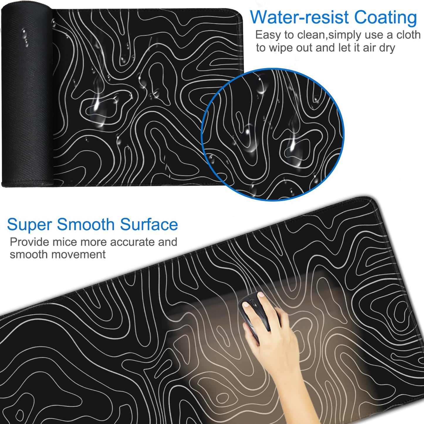 Large Extended Gaming Mouse Pad, 31.5x15.7 inch Computer Keyboard Mouse Mat, Water Resist Non-Slip