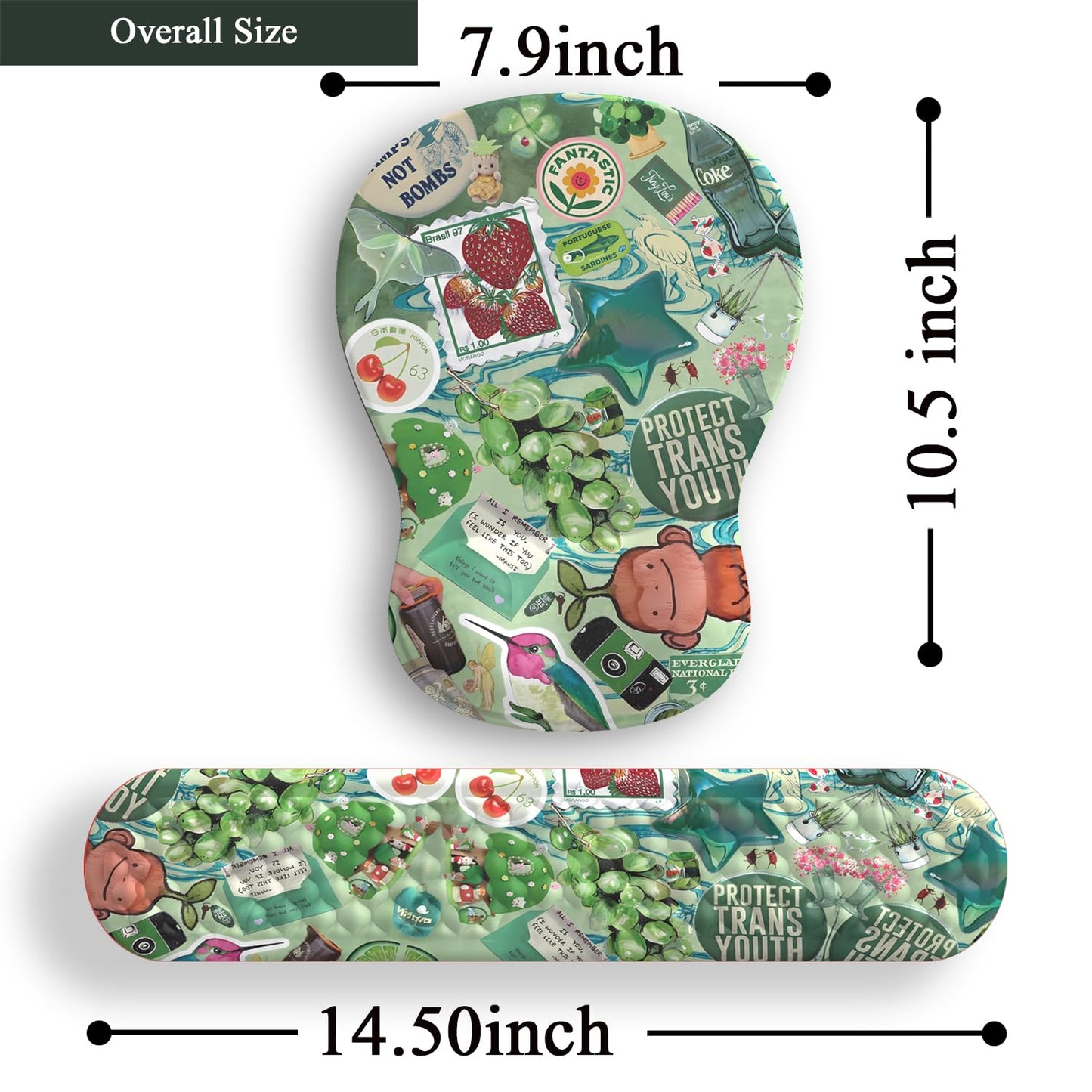 Mint Green Keyboard Wrist Rest Support Mouse Pad&Keyboard Set, Cute Green Ergonomic Mousepad