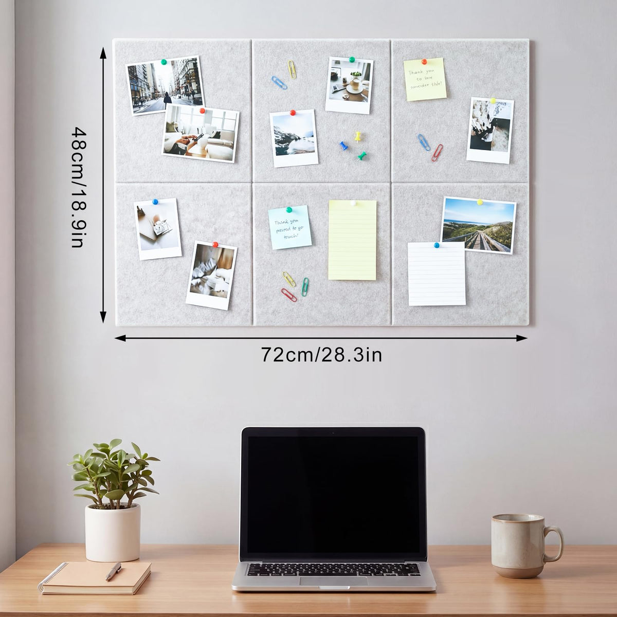 Cork Board Alternative 28" x 19", 6 Pack Felt Bulletin Boards, Pin Board
