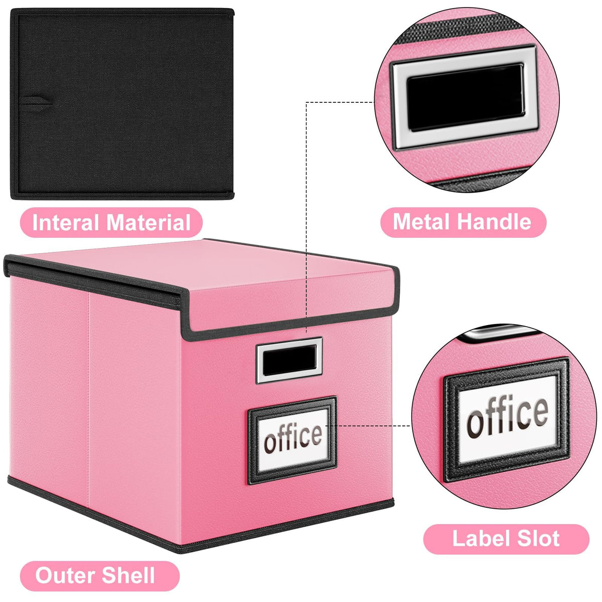 Huolewa File Organizer Box with Lids, Collapsible File Folder Organizer