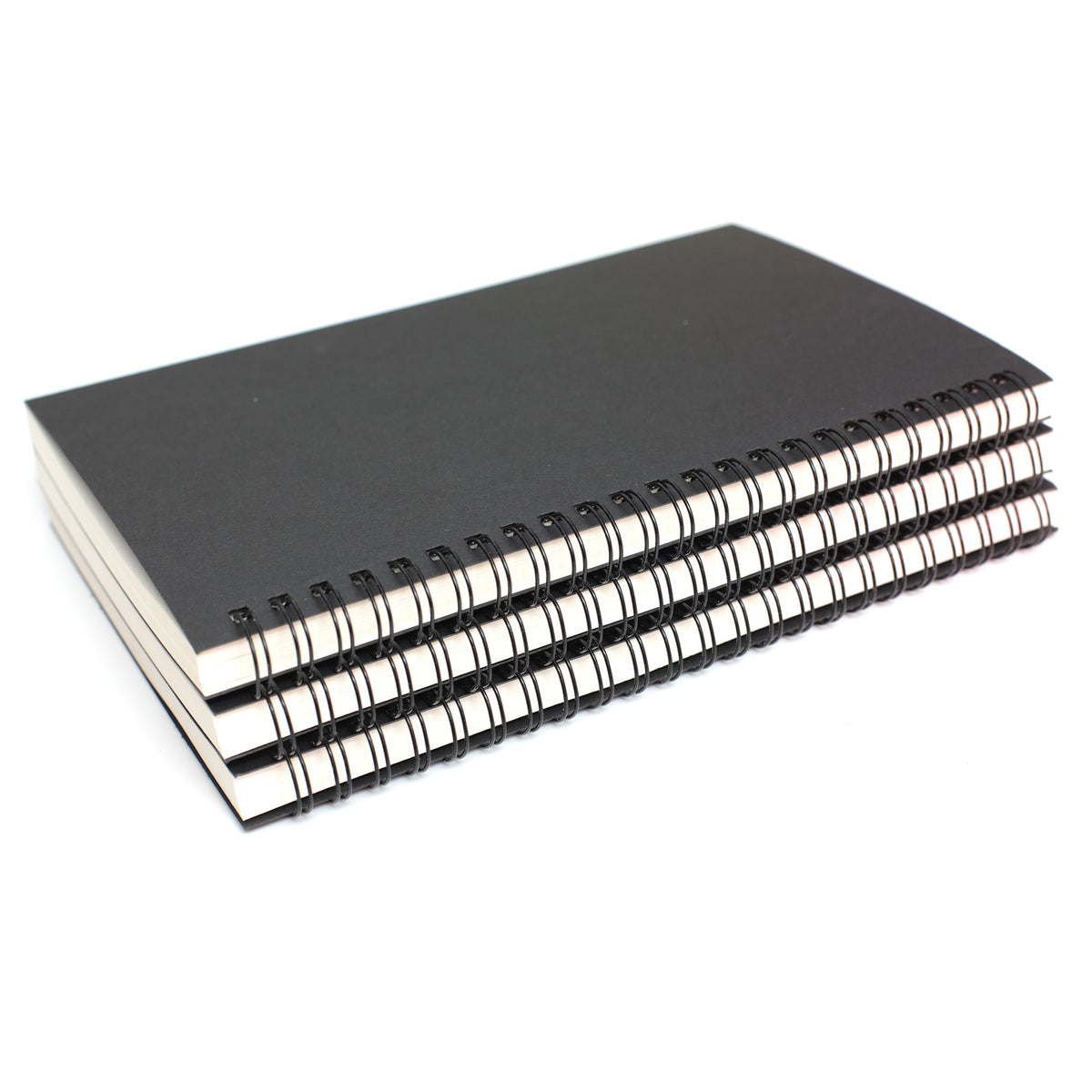 TWONE 3 Packs Soft Cover Notebook with Lined Paper Black Spiral Notebooks with 100 Ruled Pages 50
