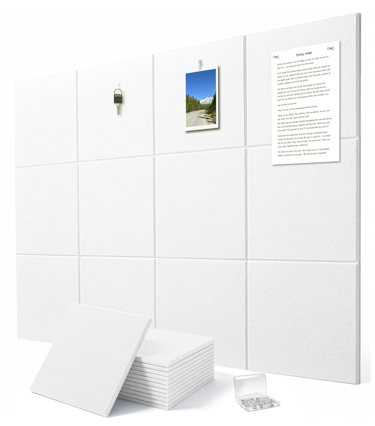 G Gamit Felt Wall Tiles Bulletin Board Large Cork Board Alternative 12 Pack 11.81”x11.81”x0.47”