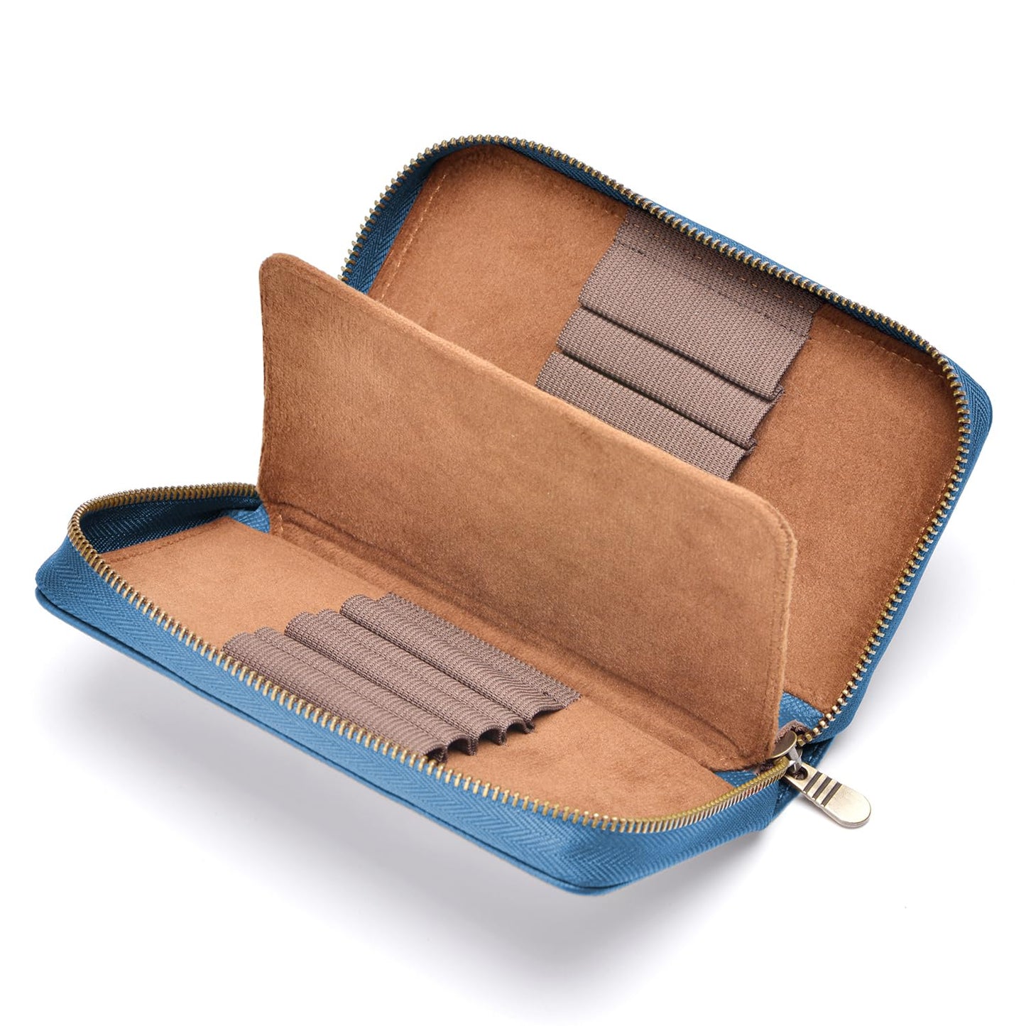 Asvine Fountain Pen Case Genuine Leather Pen Case 10 Divided Slots Blue, Rollerball Pen Holder