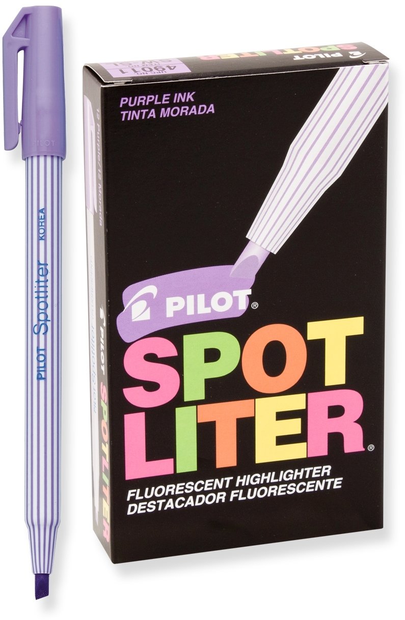 PILOT Spotliter Fluorescent Highlighters, Chisel Tip, Purple, 12-Pack