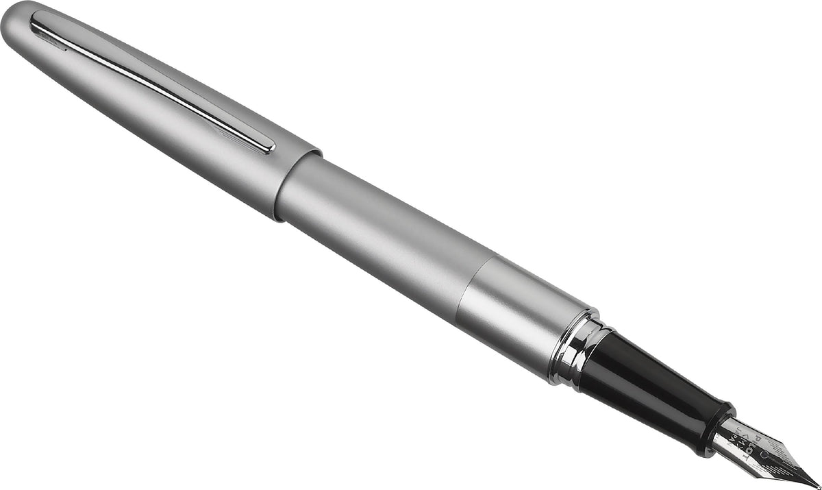 PILOT Metropolitan Collection Fountain Pen, Silver Barrel, Classic Design, Medium Nib, Black Ink