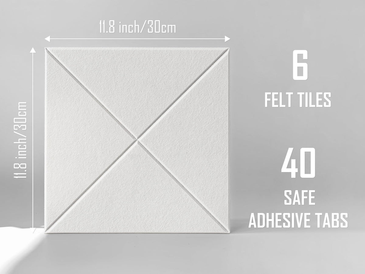 DECORITA Cork Board 24 x36 Alternative - 6 Pack Felt Wall Tiles with Safe Removable Adhesive Tabs