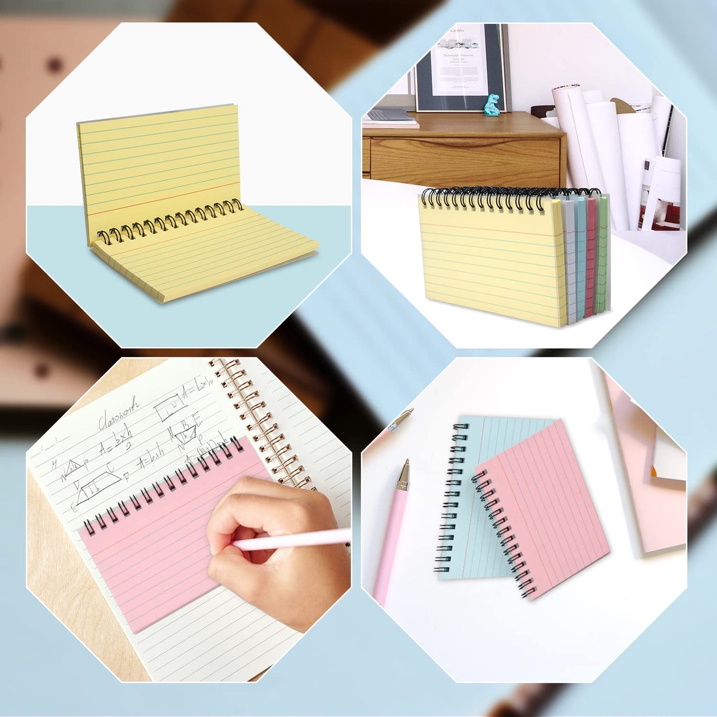 5 Packs Index Cards Record Cards Study Cards For Revision Note Cards With Ring Binder For Office