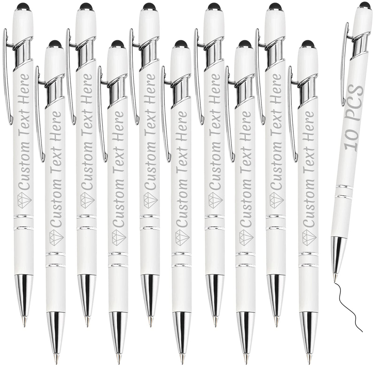 ABIsedrin Personalized Pens Bulk 10 with Name Custom Engraving Ballpoint Pens with Stylus Tip