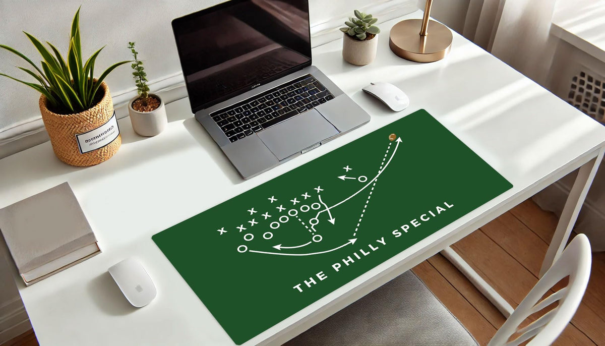 French KOKO Large Philadelphia Football Desk Mat 36" x 16.5" – XL Desk Pad Mat Featuring the Philly