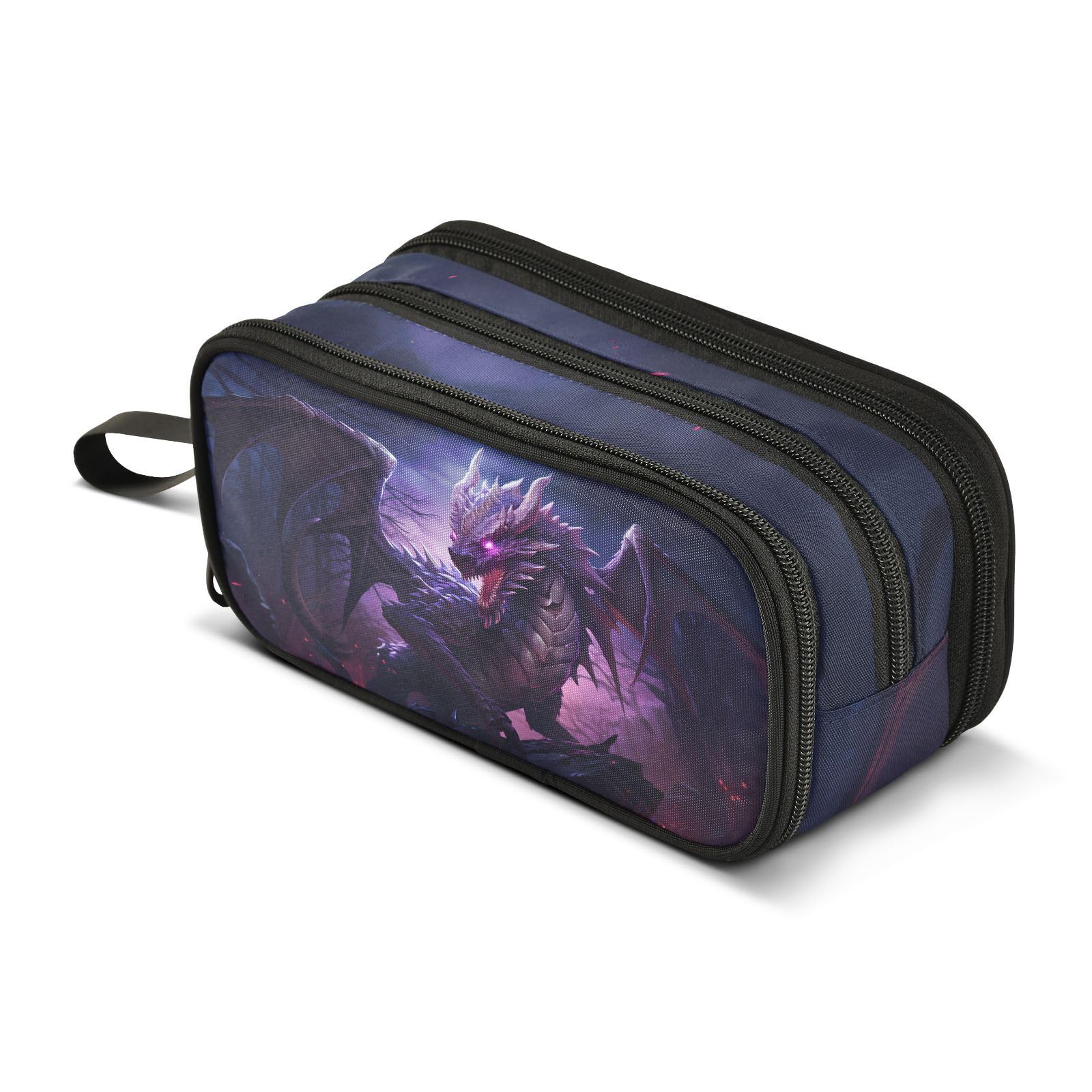 BOENLE Dragon Purple Pencil Case Box Boys Girls Large Pencil Pouch with Zipper Compartments Big