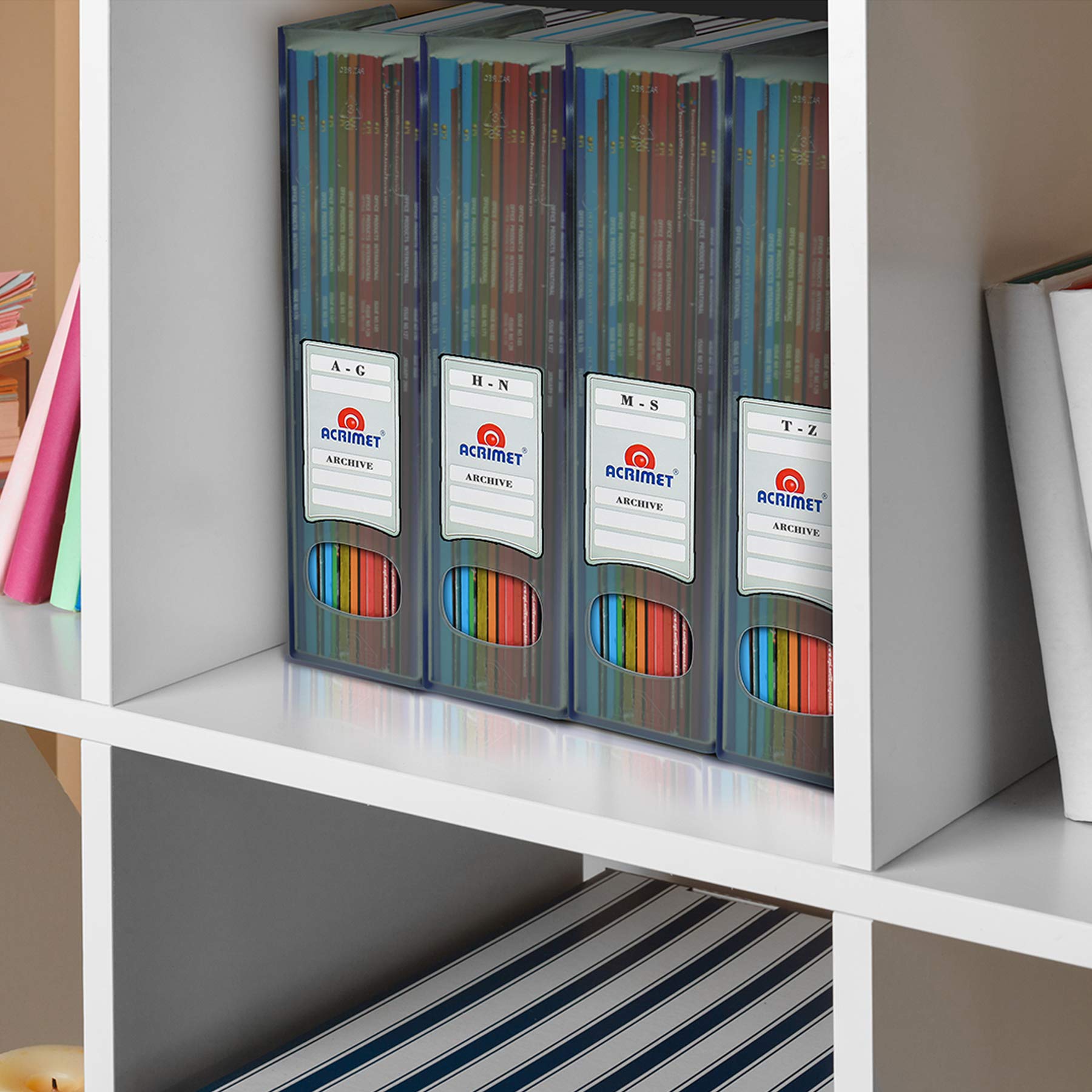 Acrimet Magazine File Holder, Vertical Desk Organizer, Clear Gray, 2 Pack