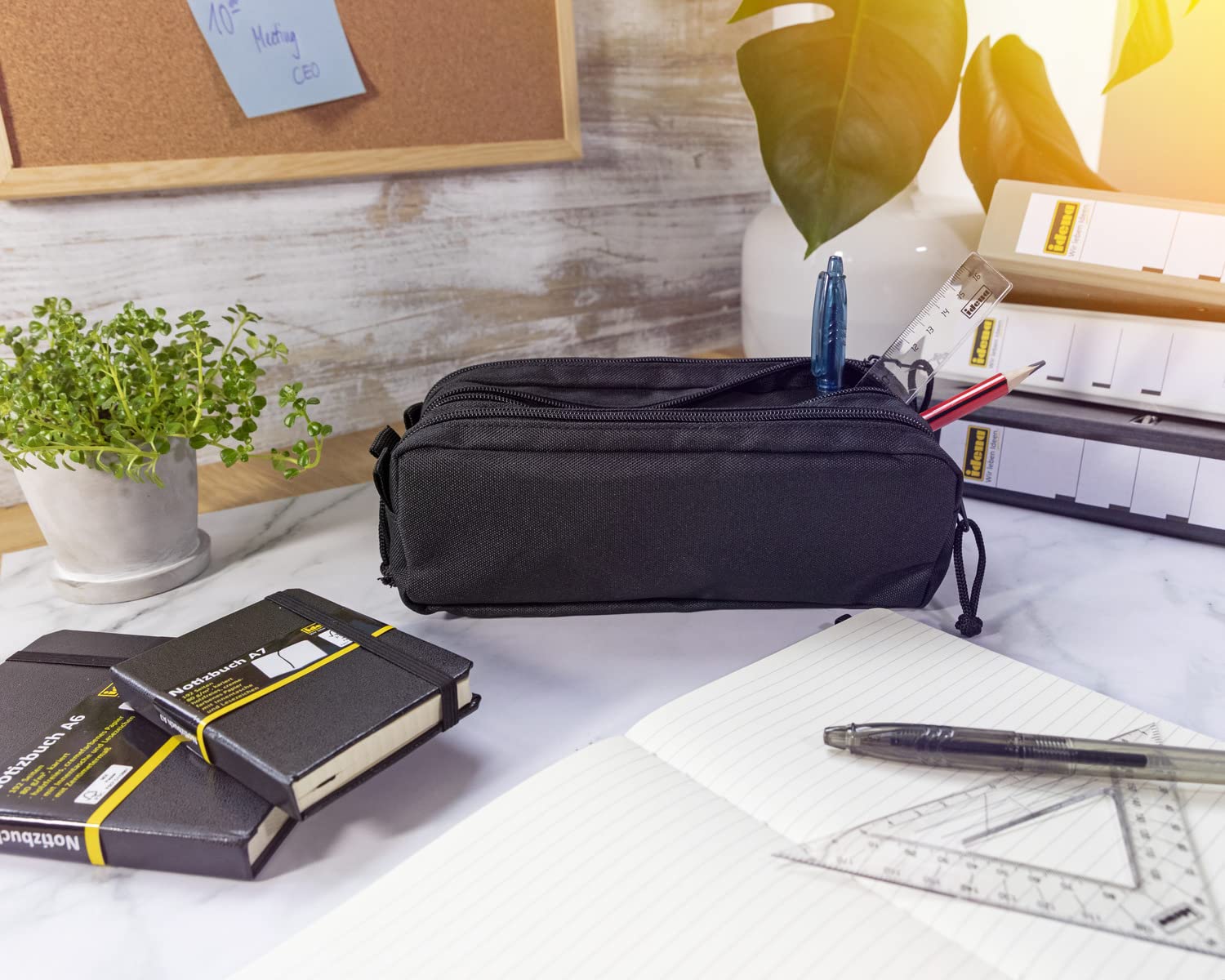 Idena 20121 – Pencil Case with 3 Zipped Compartments, Approx. 9 x 23 x 10 cm Large Pencil Case in