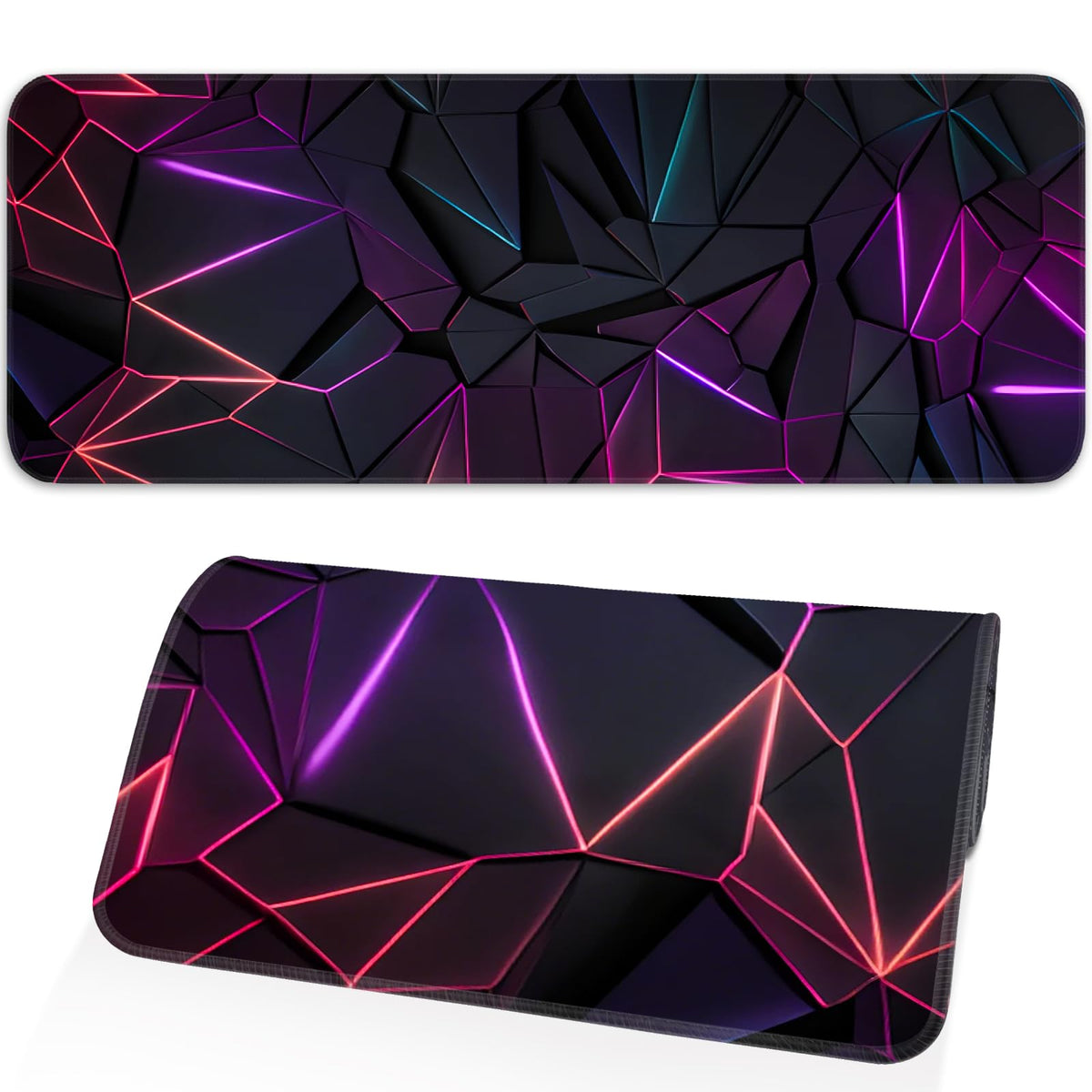 Stylish Geometric Design Gaming Mouse pad, Non-Slip Rubber Base, Stitched Edges, 31.5x11.8 inch