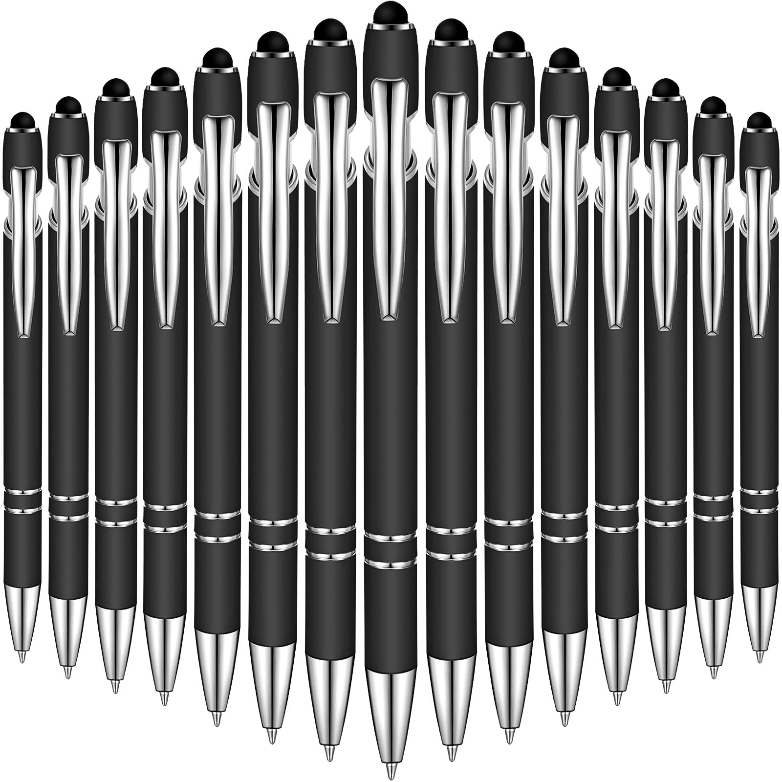 Zonon 38 Pieces Rubberized Ballpoint Pen with Stylus Tip Stylish Metal Pen Capacitive Styli with