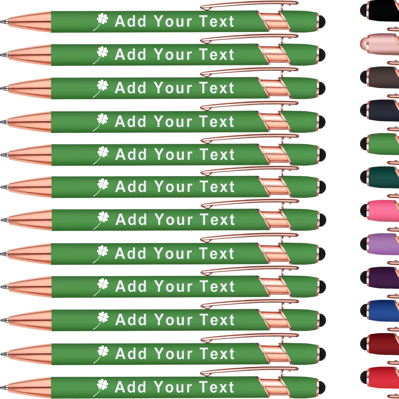 Personalized Ballpoint Pen with Stylus Tip, Custom Name & Logo, 12 Colors
