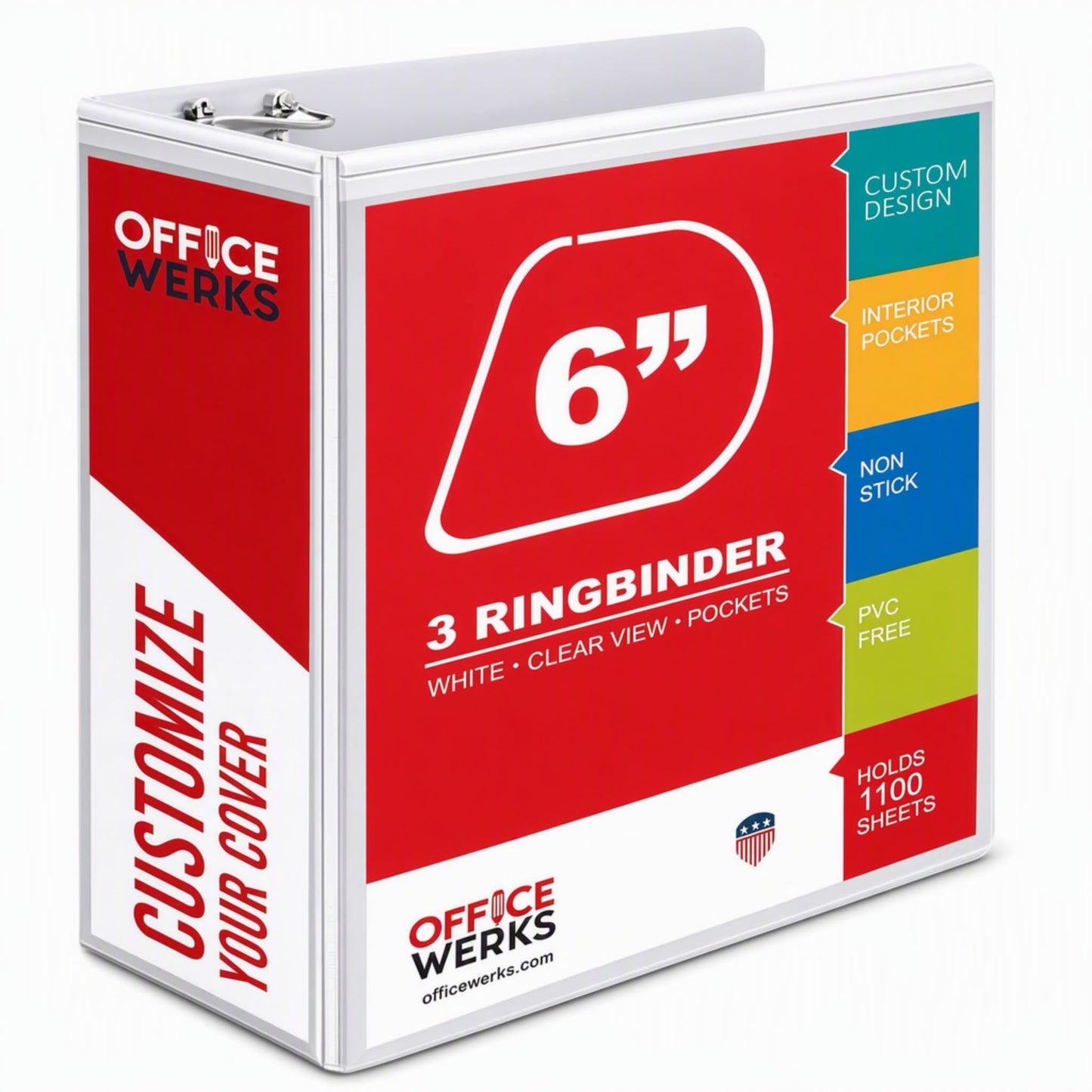 3 Ring Binders, 6 Inch D Ring Heavy Duty Large Binder with Pockets for 8.5" x 11" Sheet Size