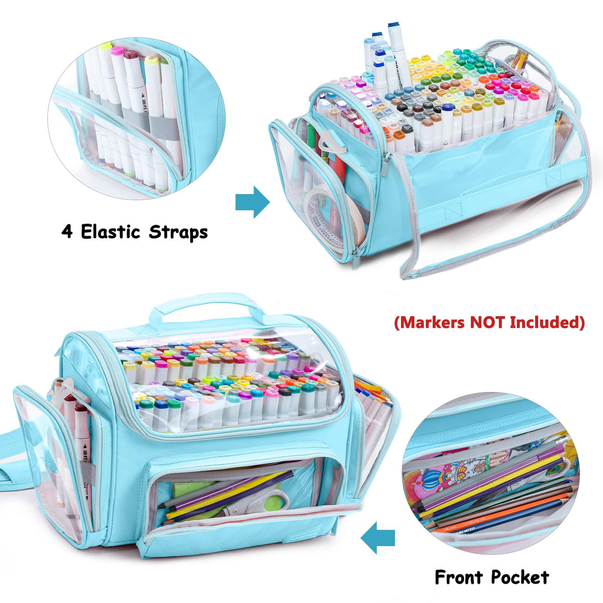 Large Marker Case for 200-300 Markers, Marker Organizer Bag,Pen Storage