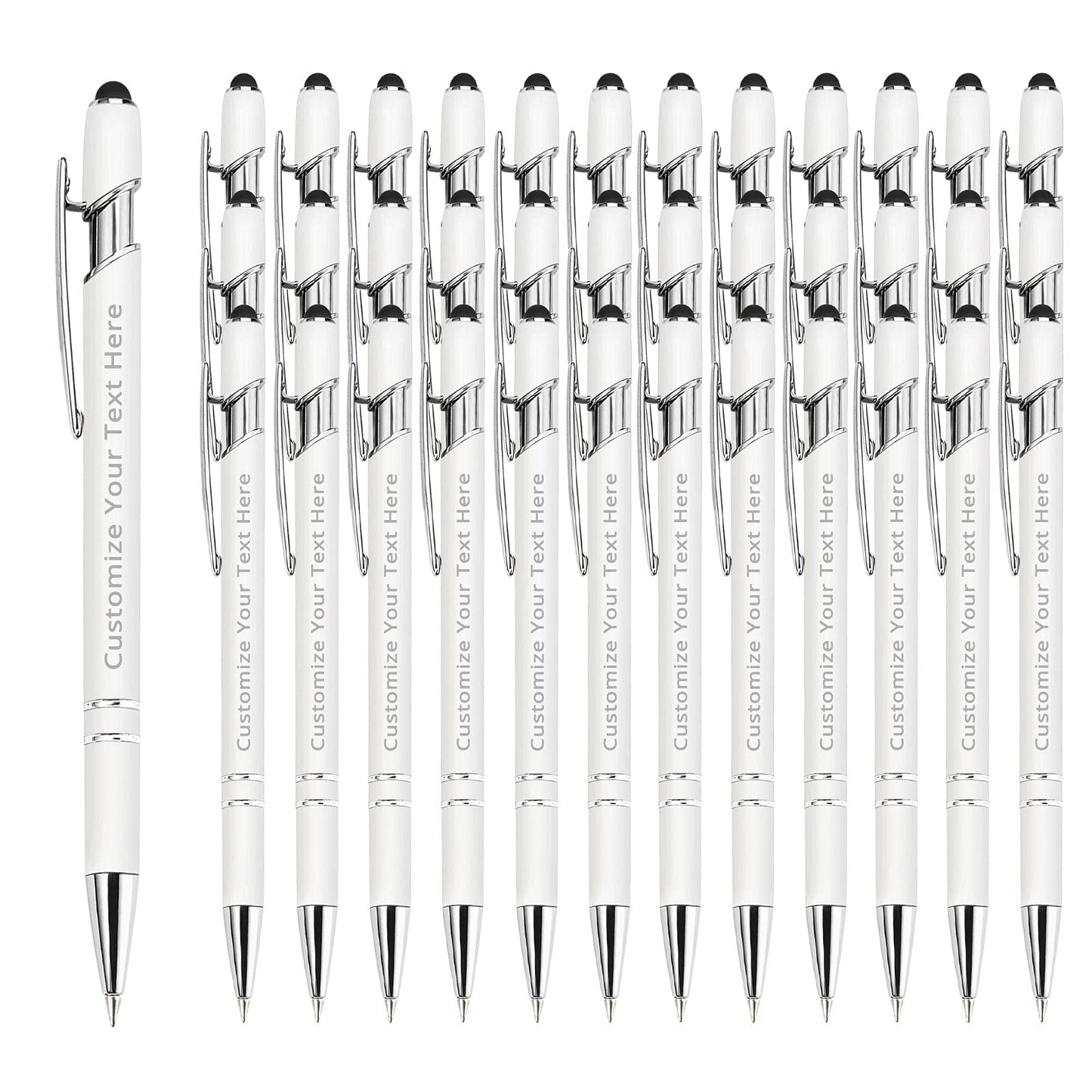 Aolun 36 Personalized Pens in Bulk with Stylus Engraved Custom Pens,Soft Touch Metal,Engraving