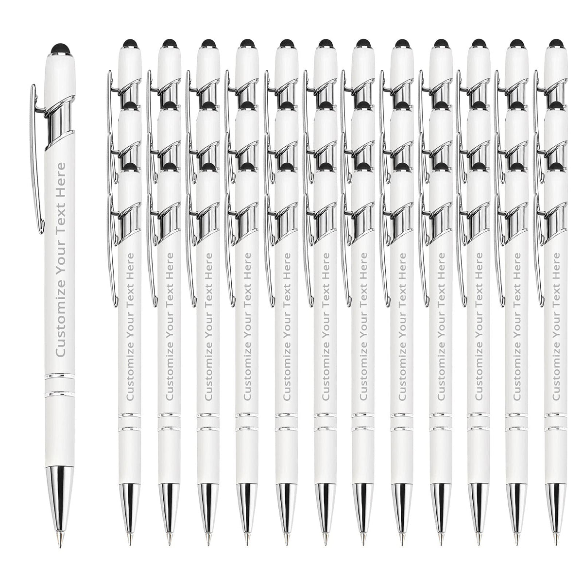 Aolun 36 Personalized Pens in Bulk with Stylus Engraved Custom Pens,Soft Touch Metal,Engraving