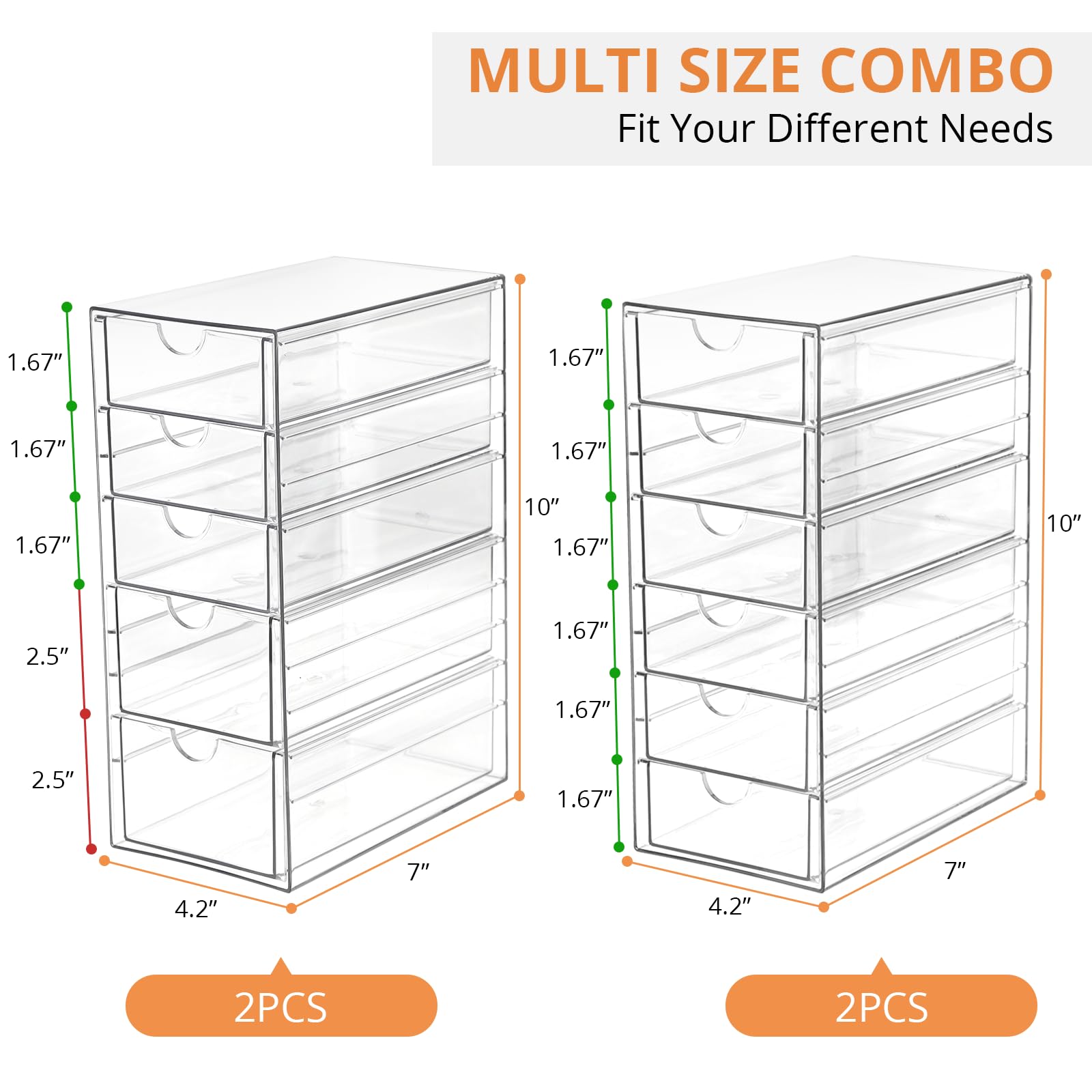 DOMNIU Acrylic Makeup Drawer Storage Organizer with 22 Drawers, 4 Set