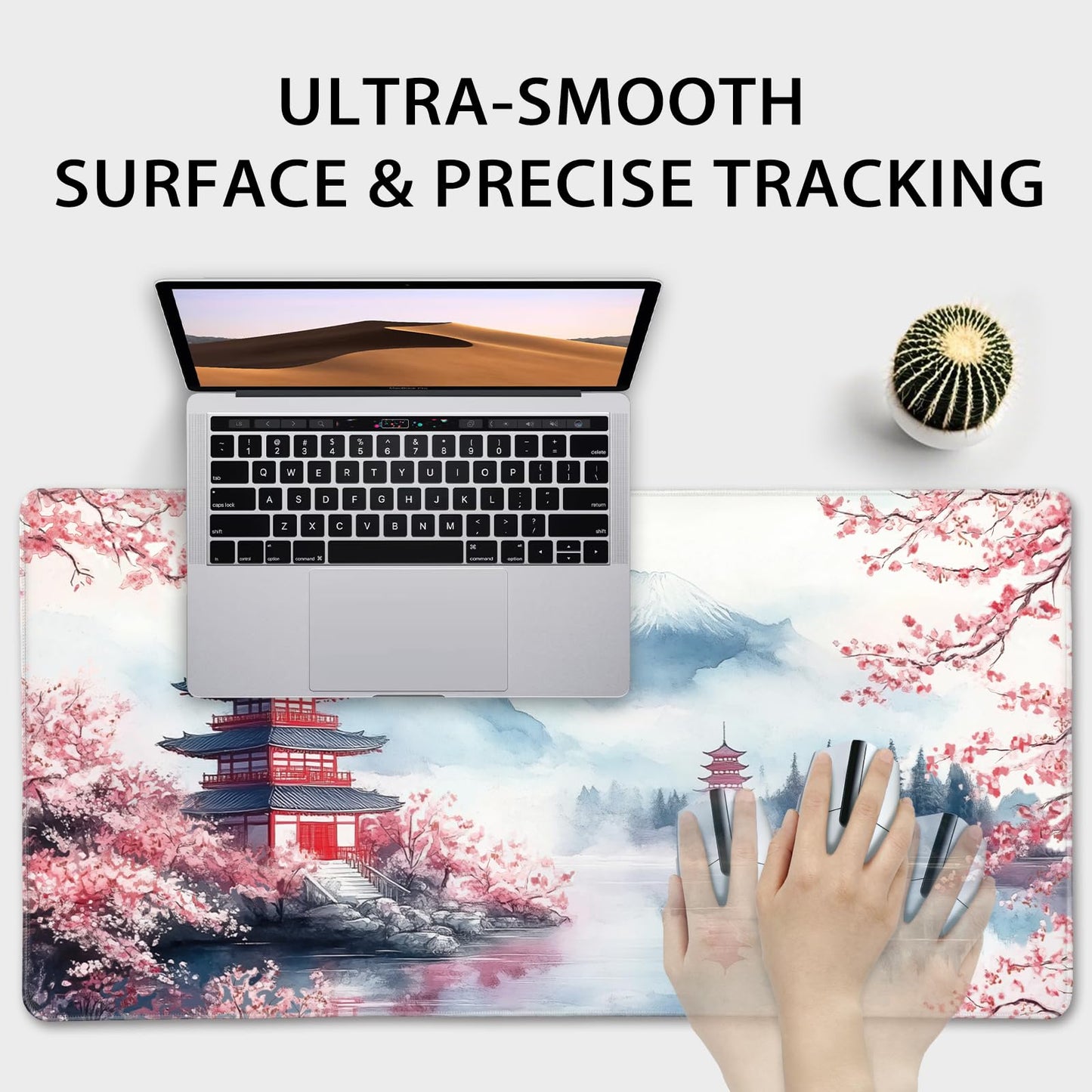 Mcapirivo Japanese Cherry Blossom Large Gaming Mouse Pad Desk Mat 31.5x15.7