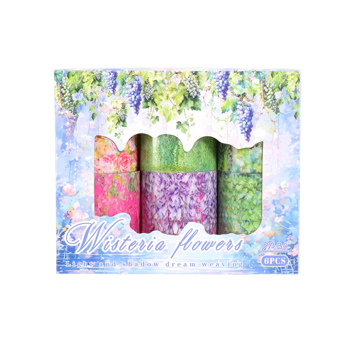 YOUQIWJ Vintage Floral Wide Washi Tape, 6 PET Rolls for Journaling Crafts
